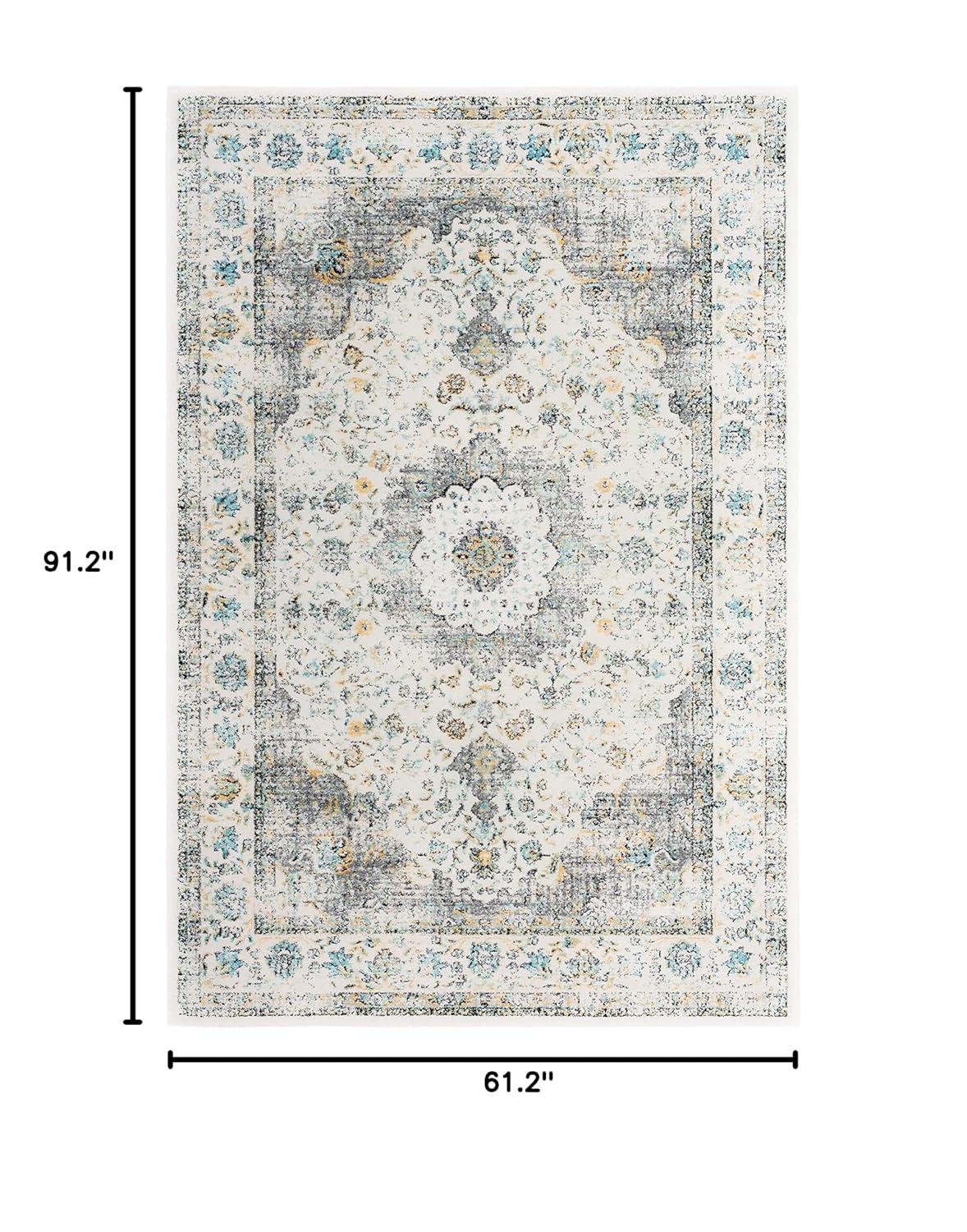 Evoke EVK220 Power Loomed Area Rug - Grey/Gold - 5'3"x7'6" - Safavieh.