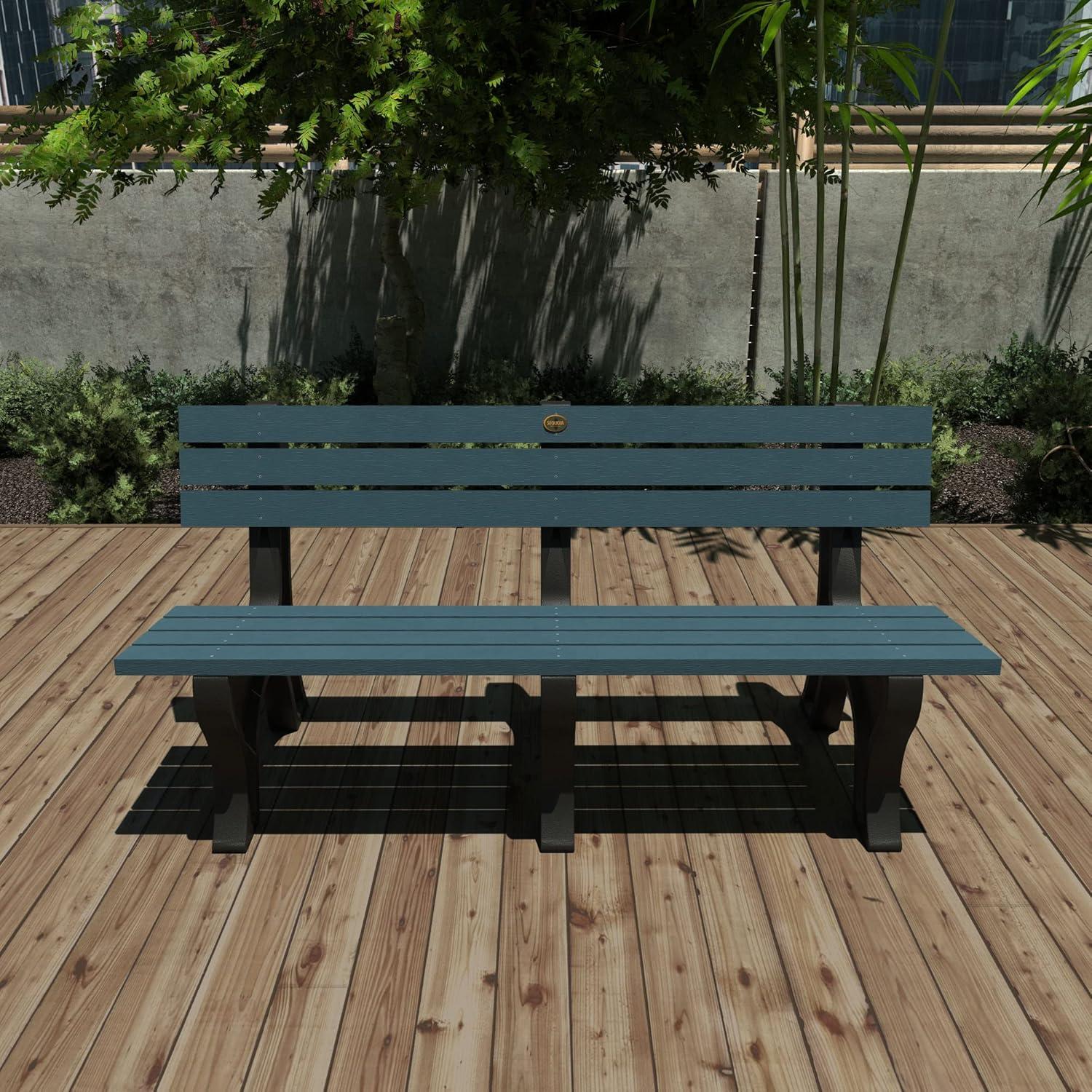 highwood Aurora Traditional 6 ft Commercial Park Bench Nantucket Blue