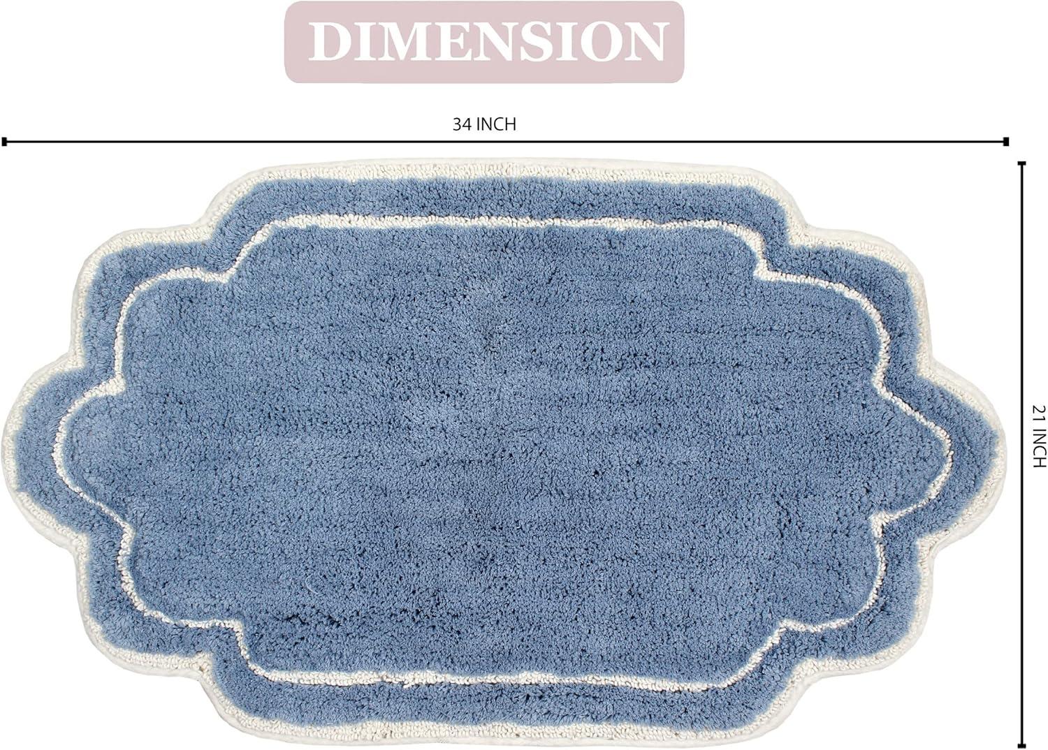 Home Weavers Inc Home Weavers Allure Collection Absorbent Cotton, Machine Washable and Dry Bath Rugs Blue 21"x34"
