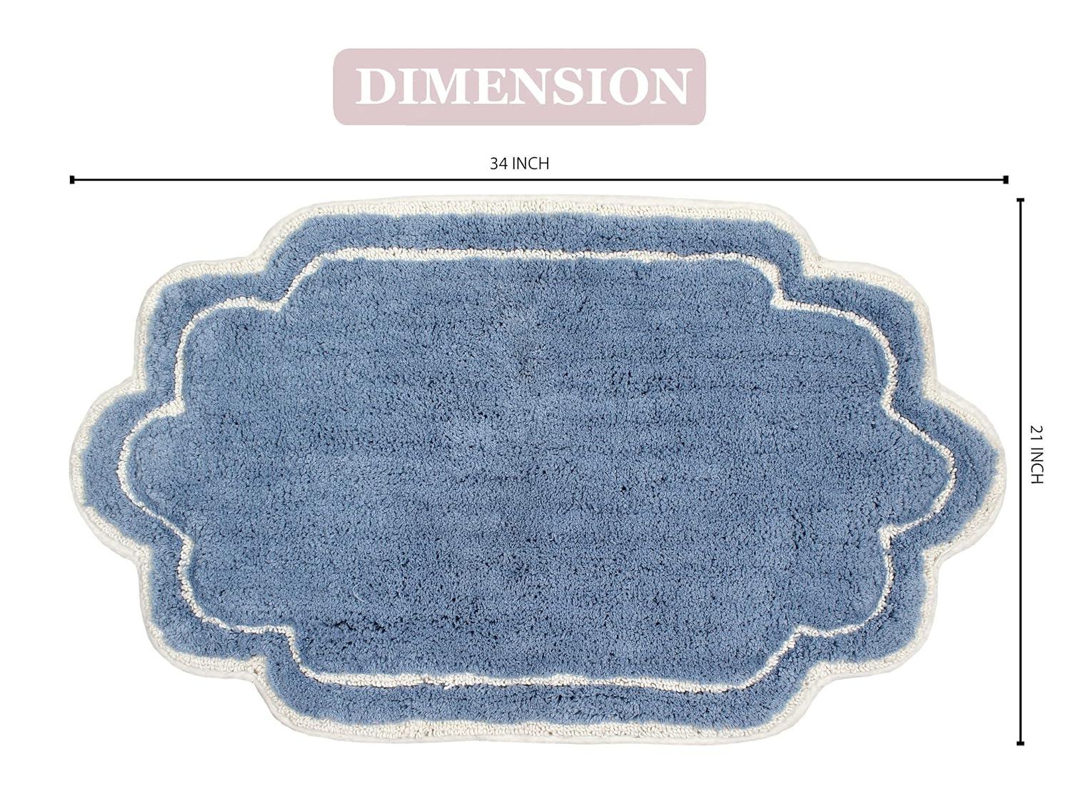 Home Weavers Inc Home Weavers Allure Collection Absorbent Cotton, Machine Washable and Dry Bath Rugs Blue 21"x34"