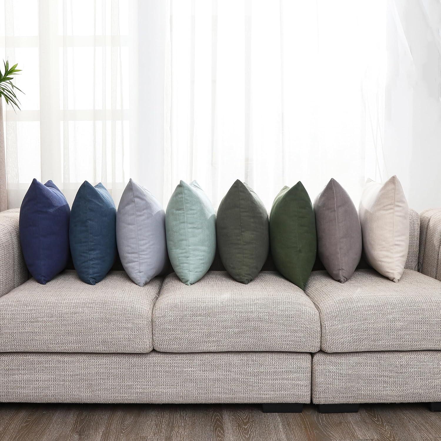 LALA & WONZ Corduroy Striped Throw Pillow Covers (Set of 2)