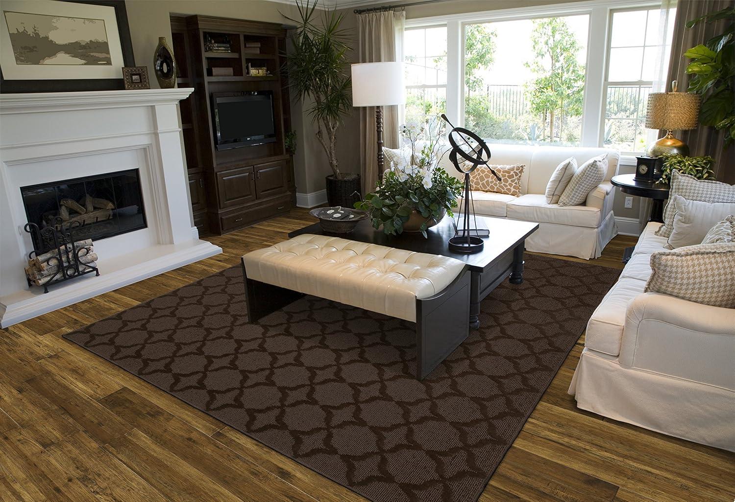 Mocha Trellis 9' x 12' Synthetic Tufted Area Rug