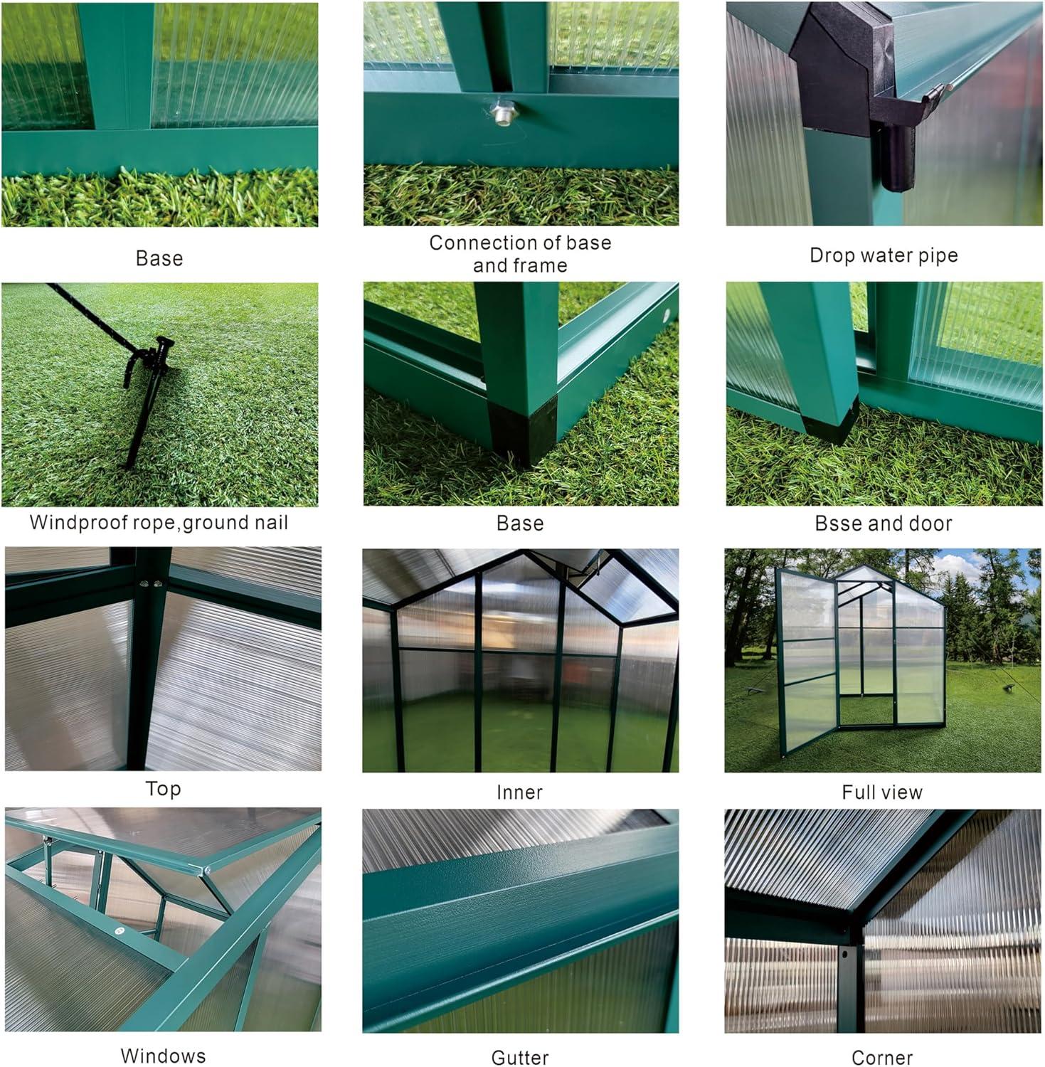 Newly Marketed Gain Height Windproofaluminum Greenhouse 6 FT Greenhouse Raised Base