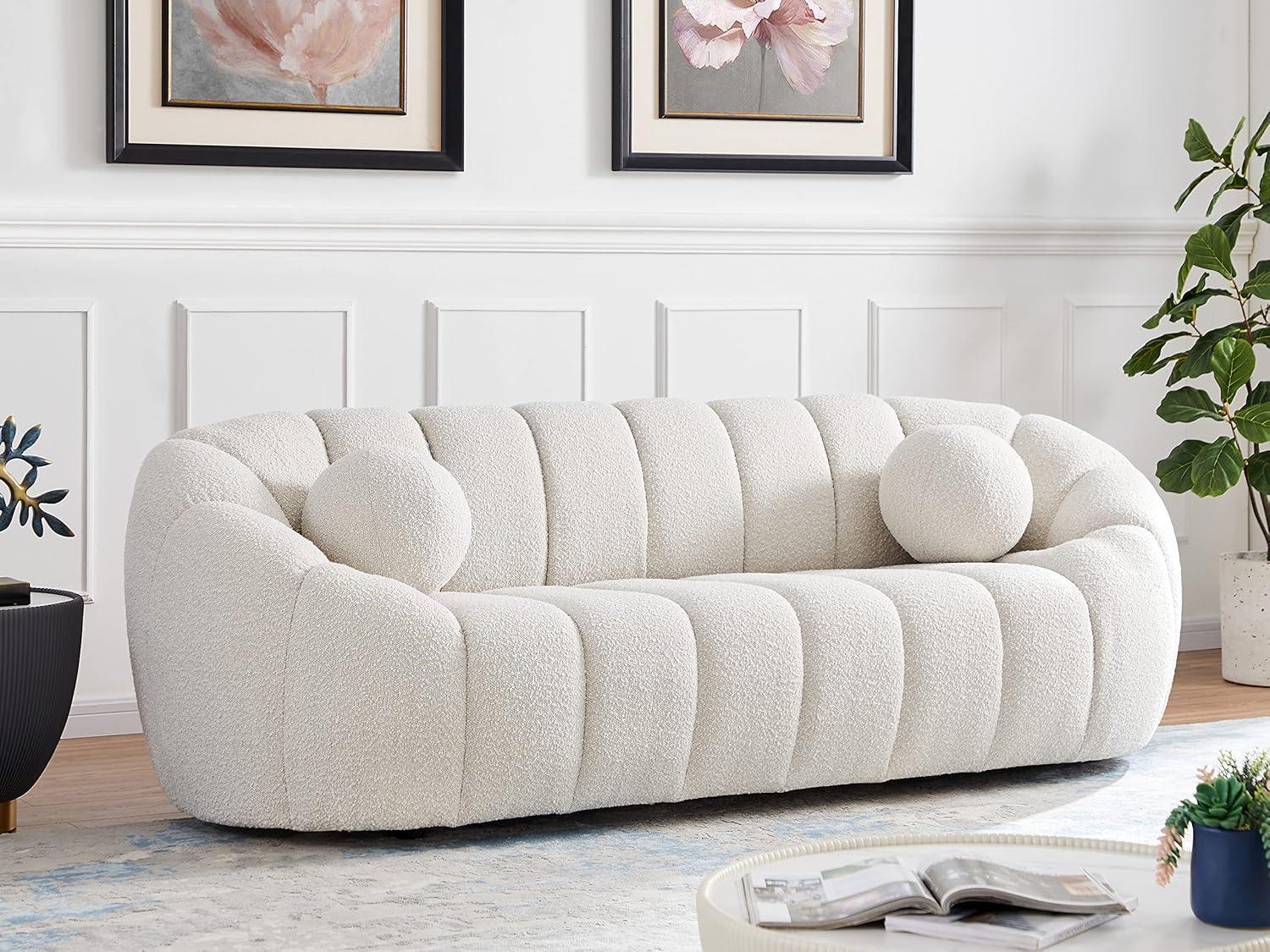 Meridian Furniture Elijah Green Boucle Fabric Sofa