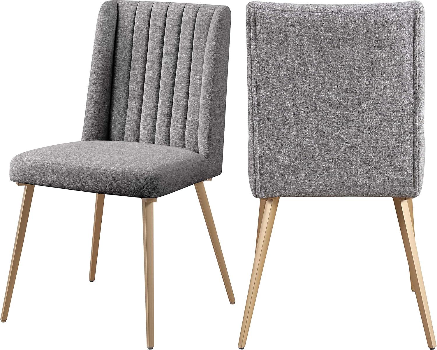 Eleanor Gray Linen Upholstered Dining Chair with Gold Metal Legs