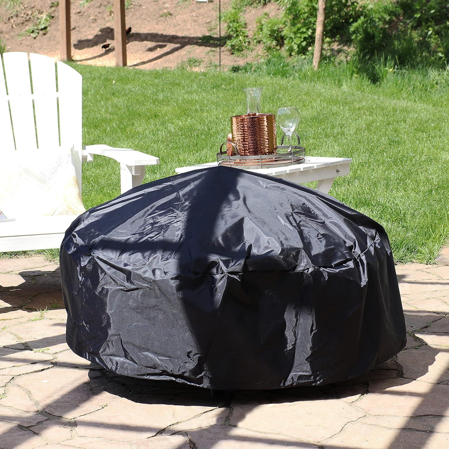 Hamilton Durable Round Fire Pit Cover with Drawstring Closure