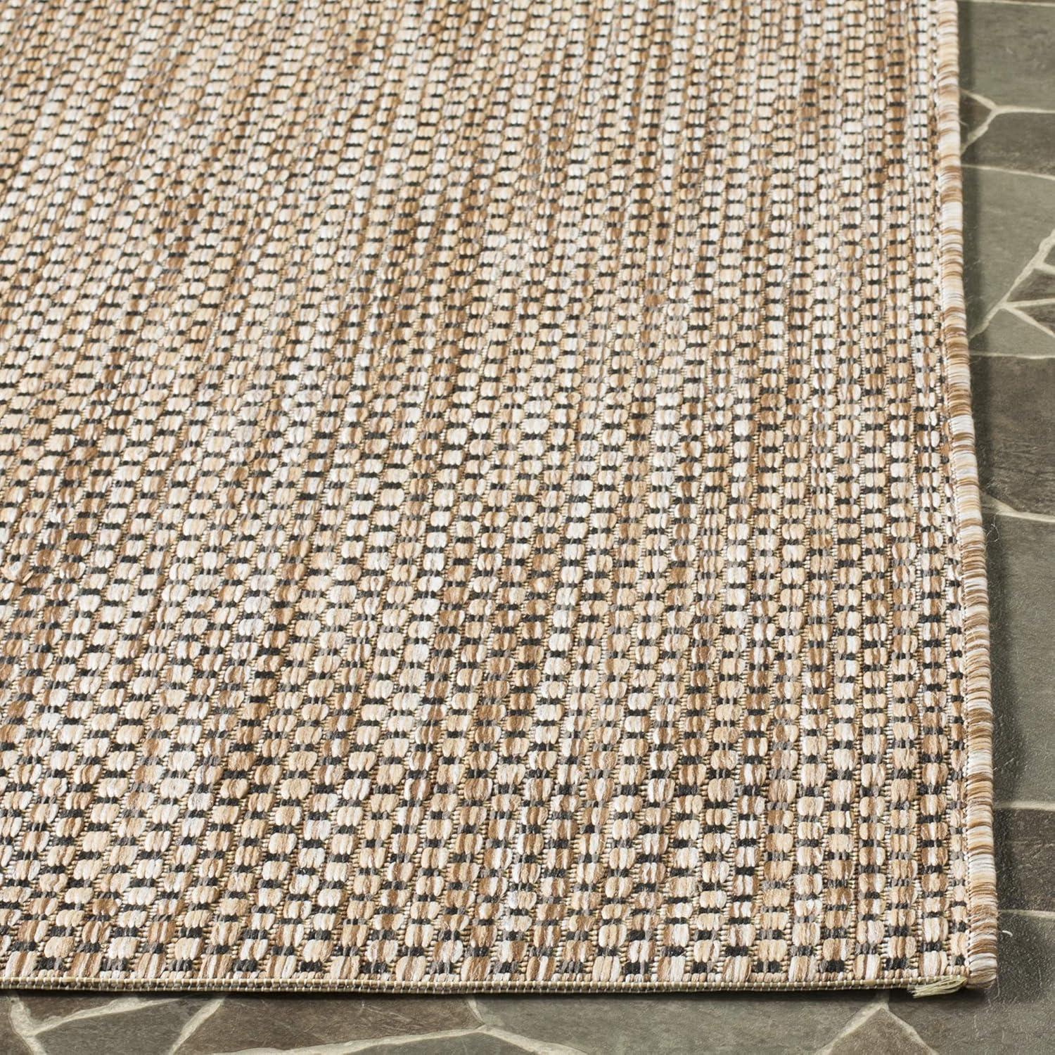 Natural and Black Rectangular Synthetic Outdoor Area Rug