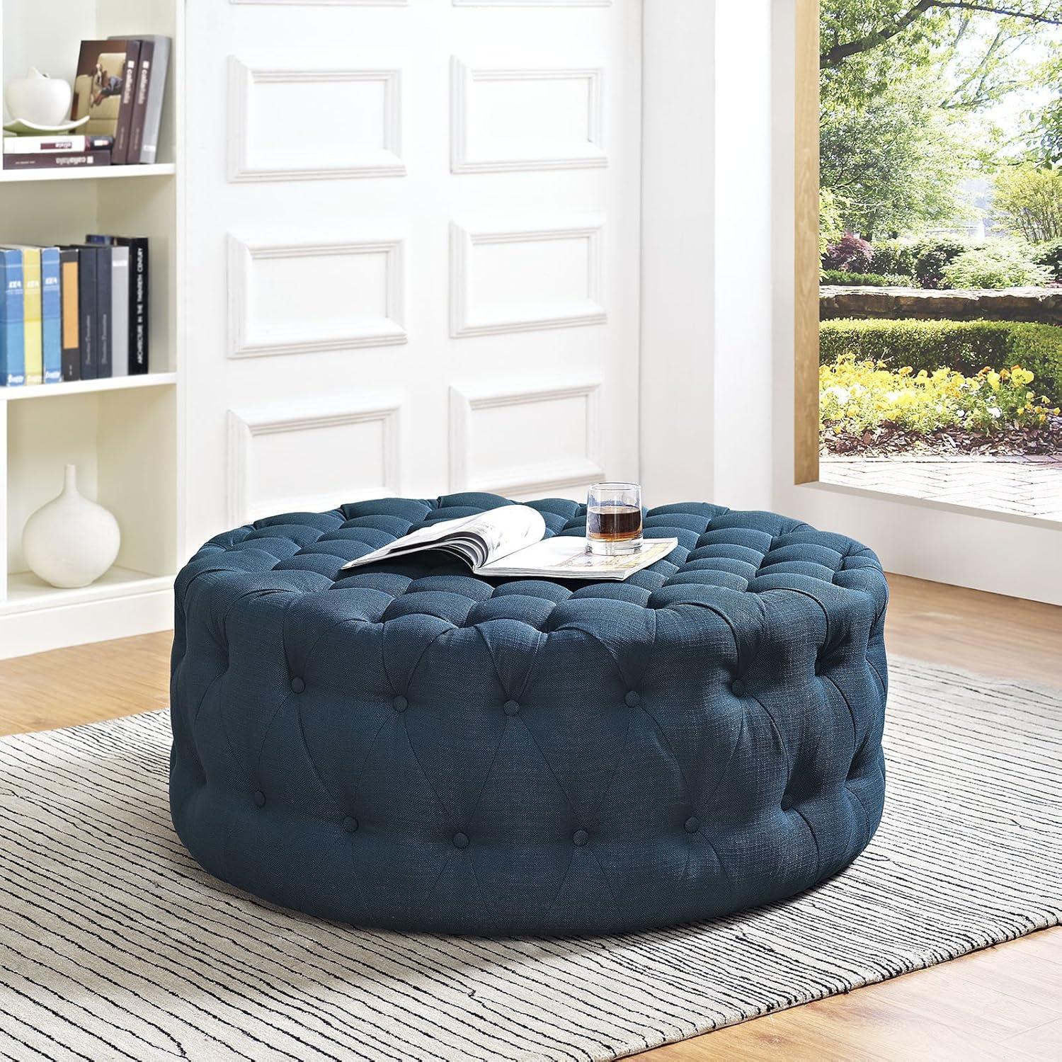 Modway Copper Grove Harrison Blue Amour Fabric Ottoman