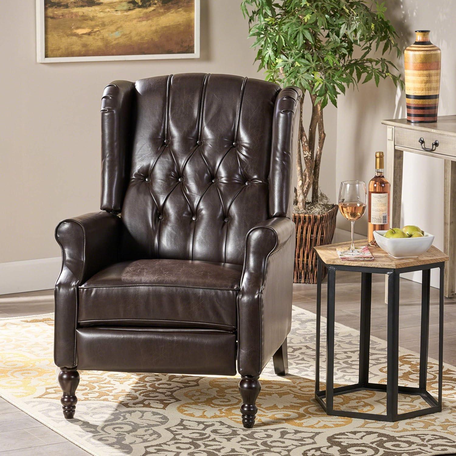 Walter Brown Bonded Leather Recliner Club Chair - Christopher Knight Home: Comfortable Seating, 250lb Capacity