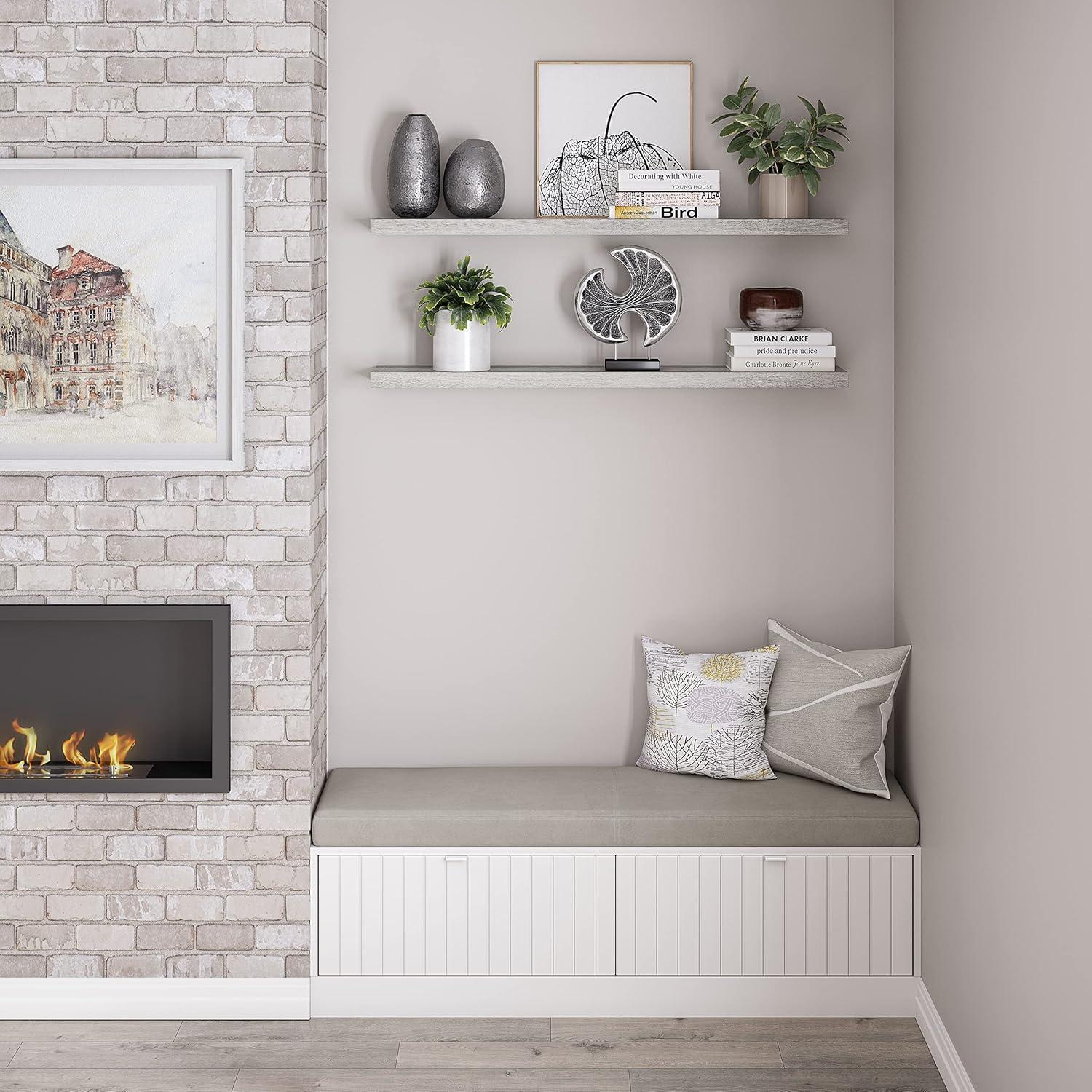 Ballucci Miami 48" W x 8" D Floating Shelves Set with Invisible Wall Mount Brackets (Set of 2)