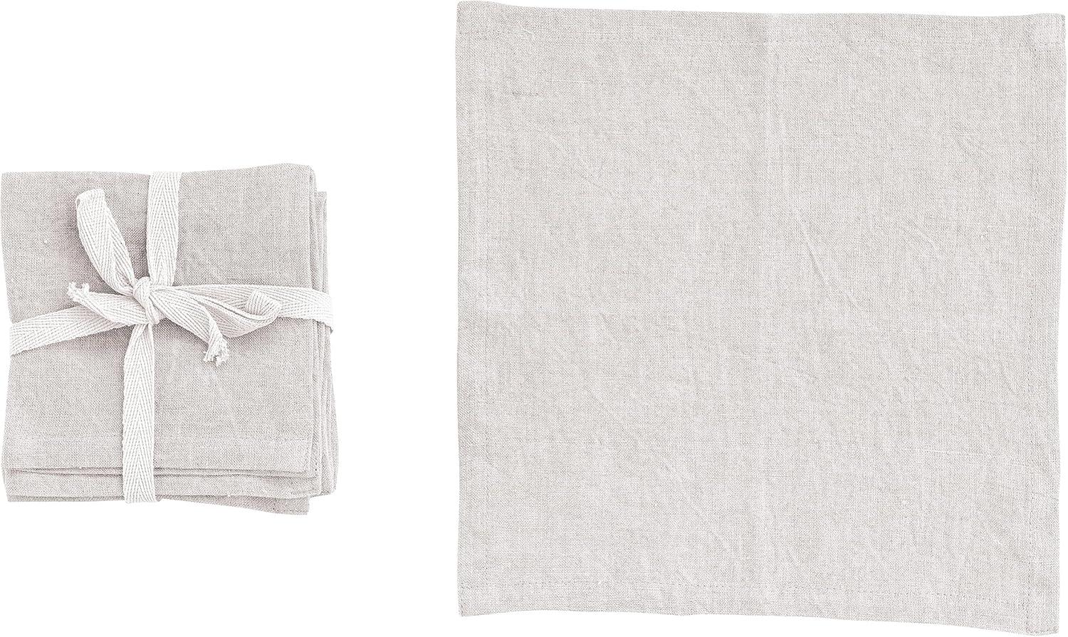 Ivory Stonewashed Linen Cocktail Napkins, Set of 4, 10 Inches