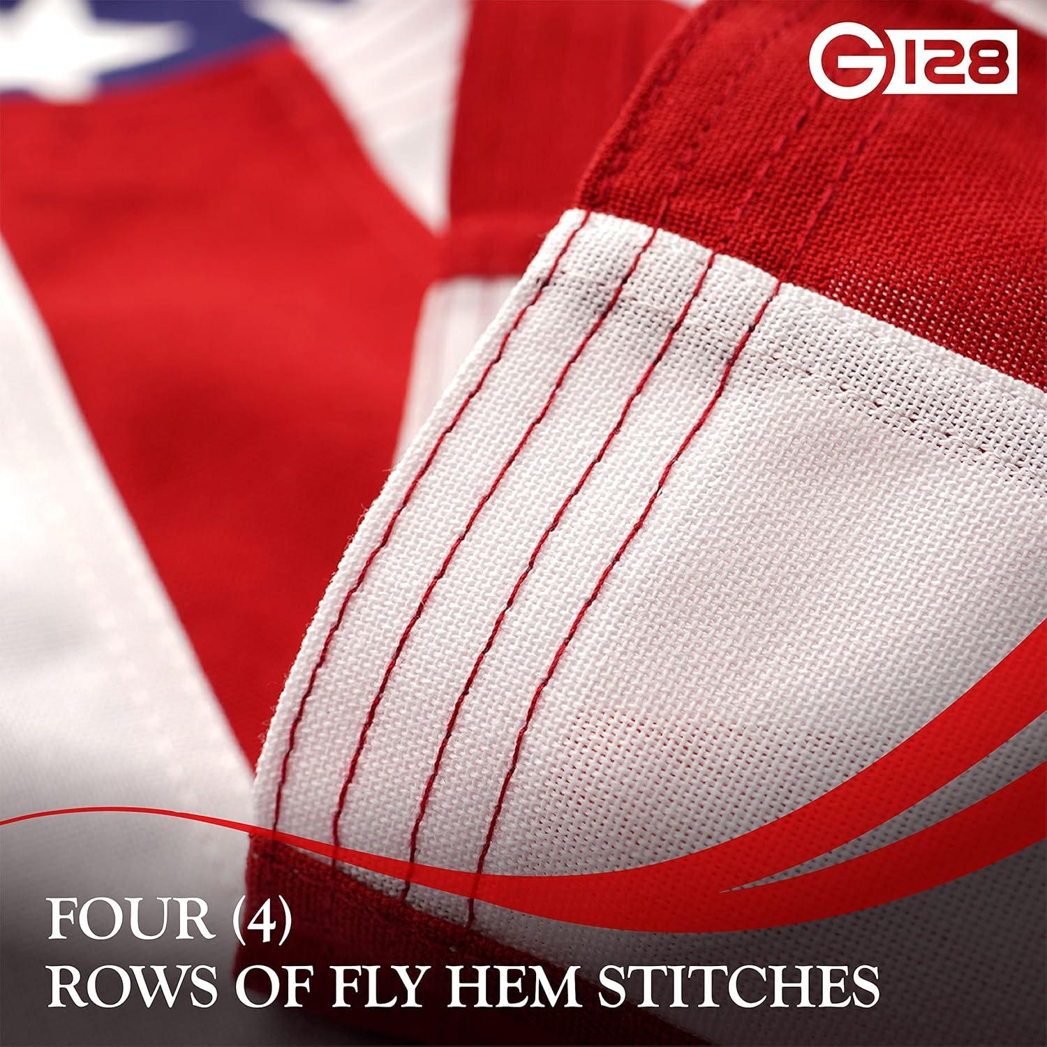 G128 American USA Flag | 2.5x4 Ft | StormFlyer Series Embroidered 220GSM Spun Polyester | Country Flag, Embroidered Stars, Sewn Stripes, Indoor/Outdoor, Brass Grommets, Heavy Duty, All Weather
