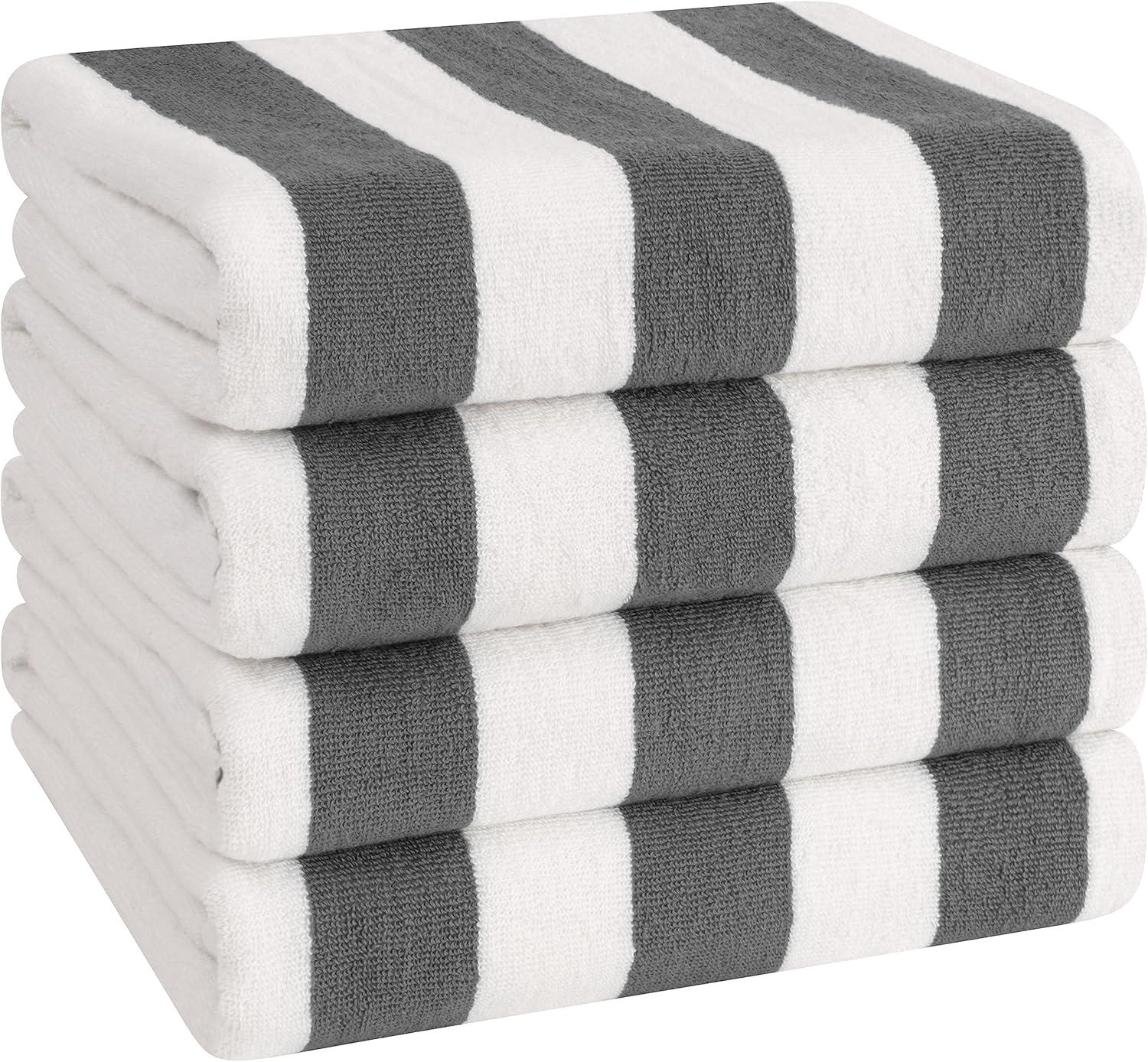 American Soft Linen Beach Towel, 100% Cotton Cabana Striped Beach Towel, 30 in by 60 in Soft Absorbent Beach Pool Towel
, Turquoise Blue