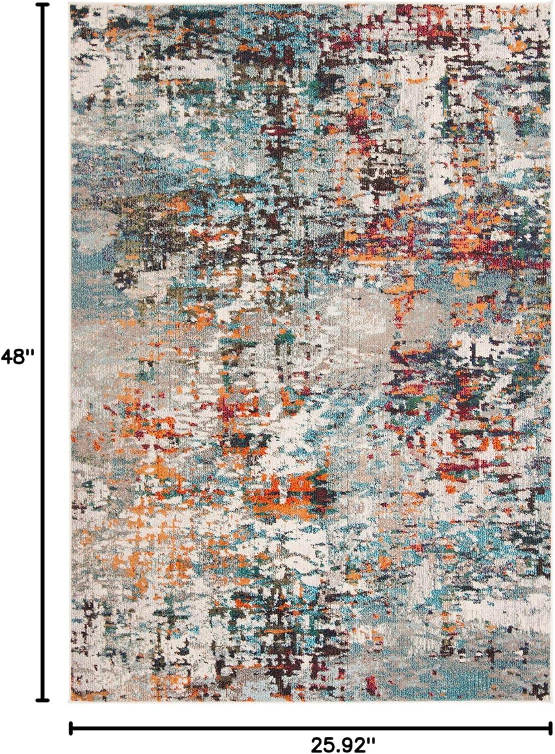 SAFAVIEH Madison Flowers Vintage Abstract Area Rug, Grey/Blue, 2'2" x 4'