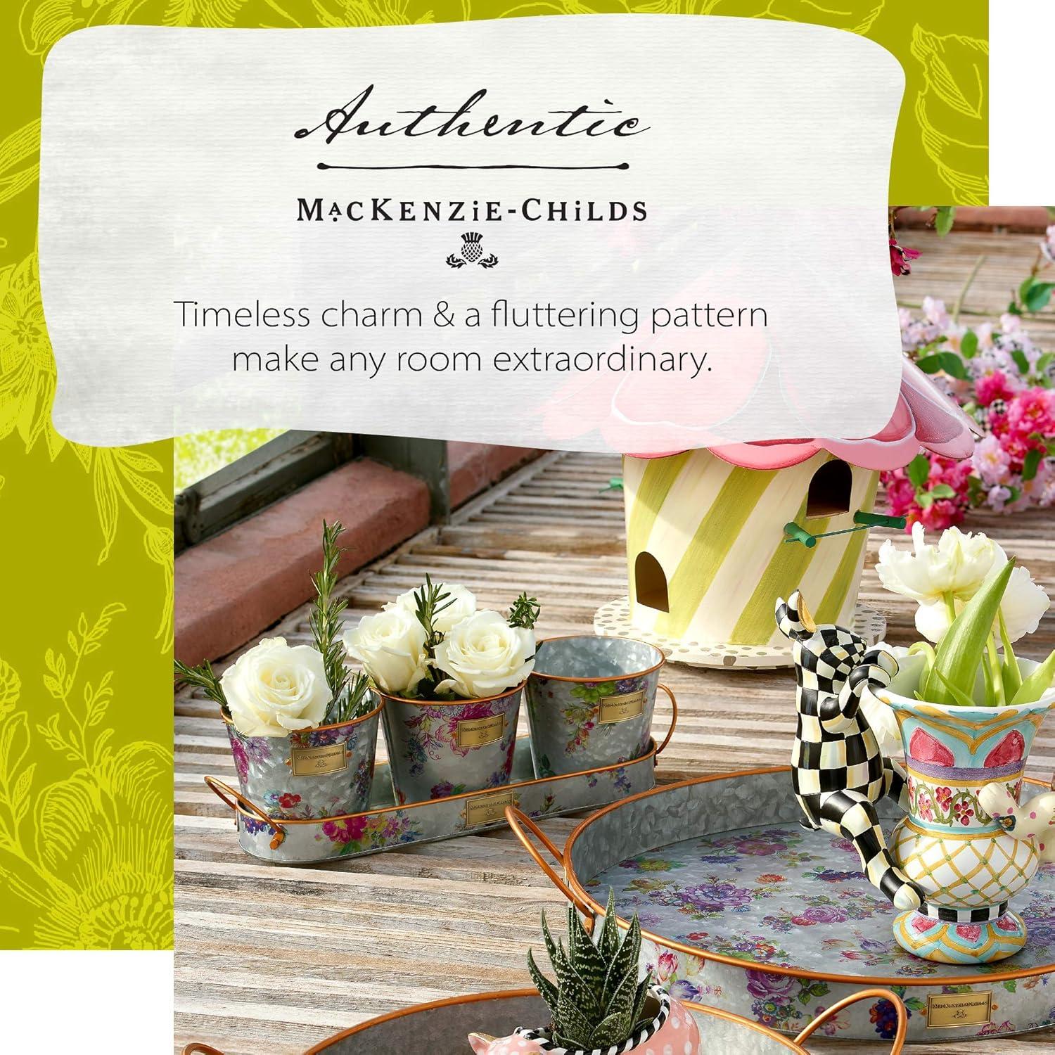 MacKenzie-Childs Flower Market Galvanized Herb Pots With Tray, Set Of 3