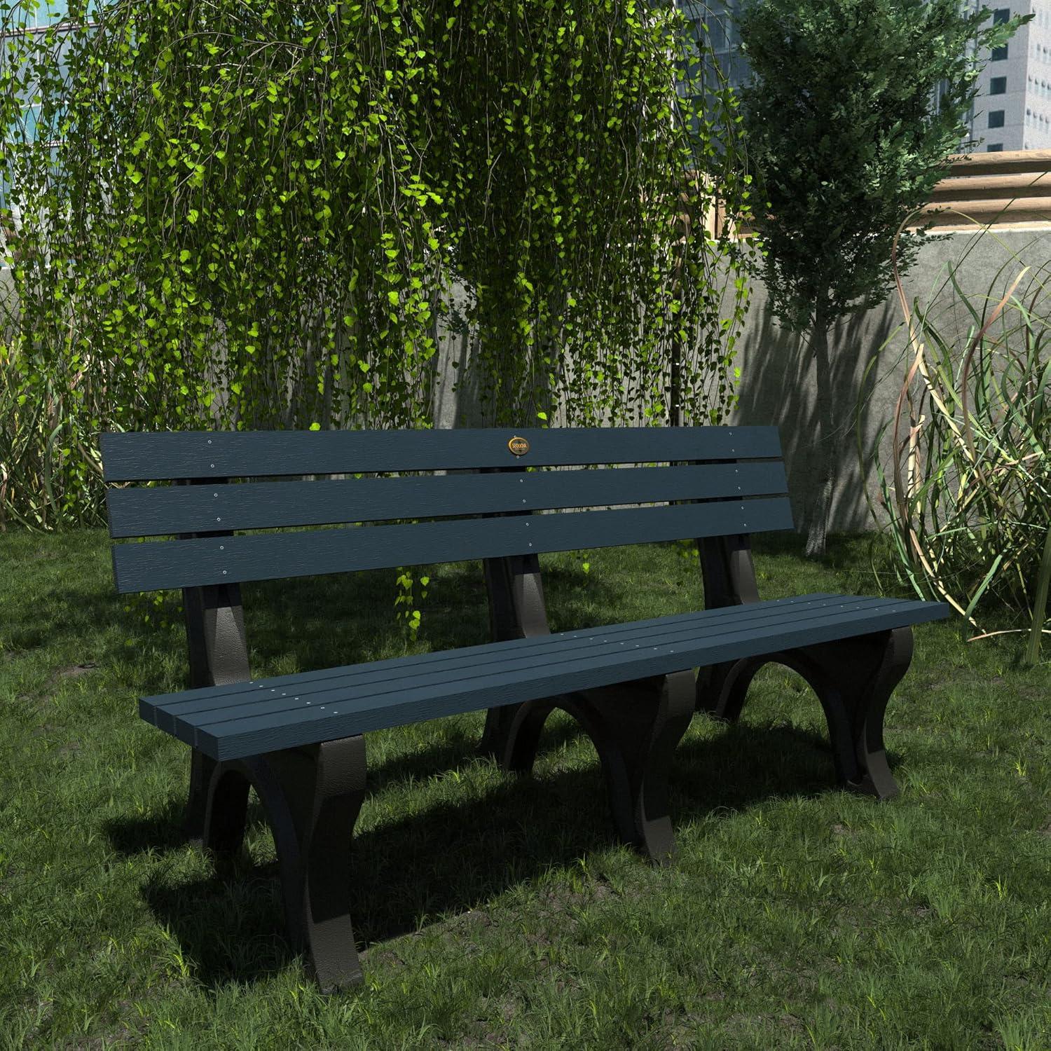 highwood Aurora Traditional 6 ft Commercial Park Bench Federal Blue