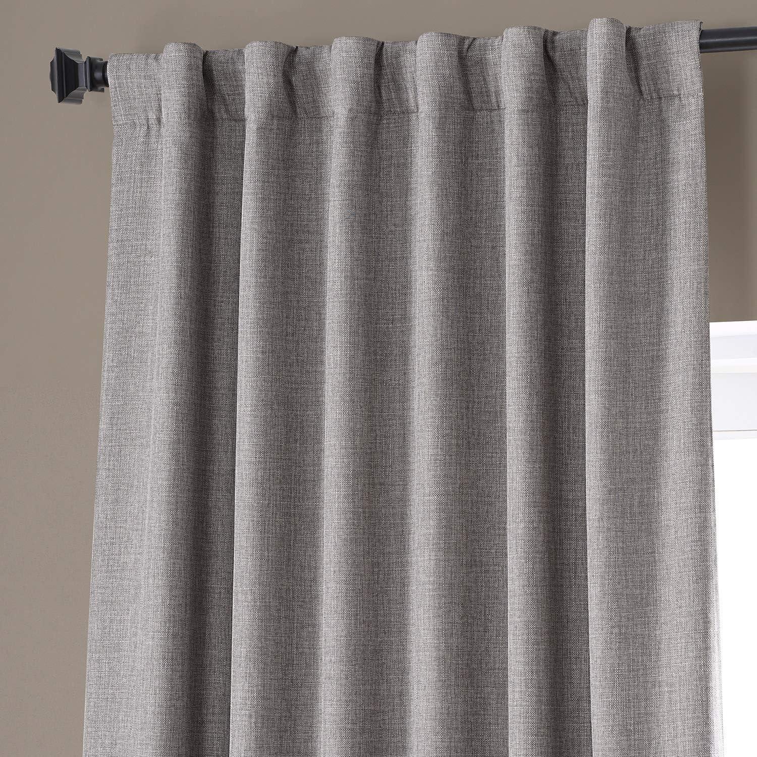 Slate Gray Faux Linen Blackout Curtain Panel 50" x 96"