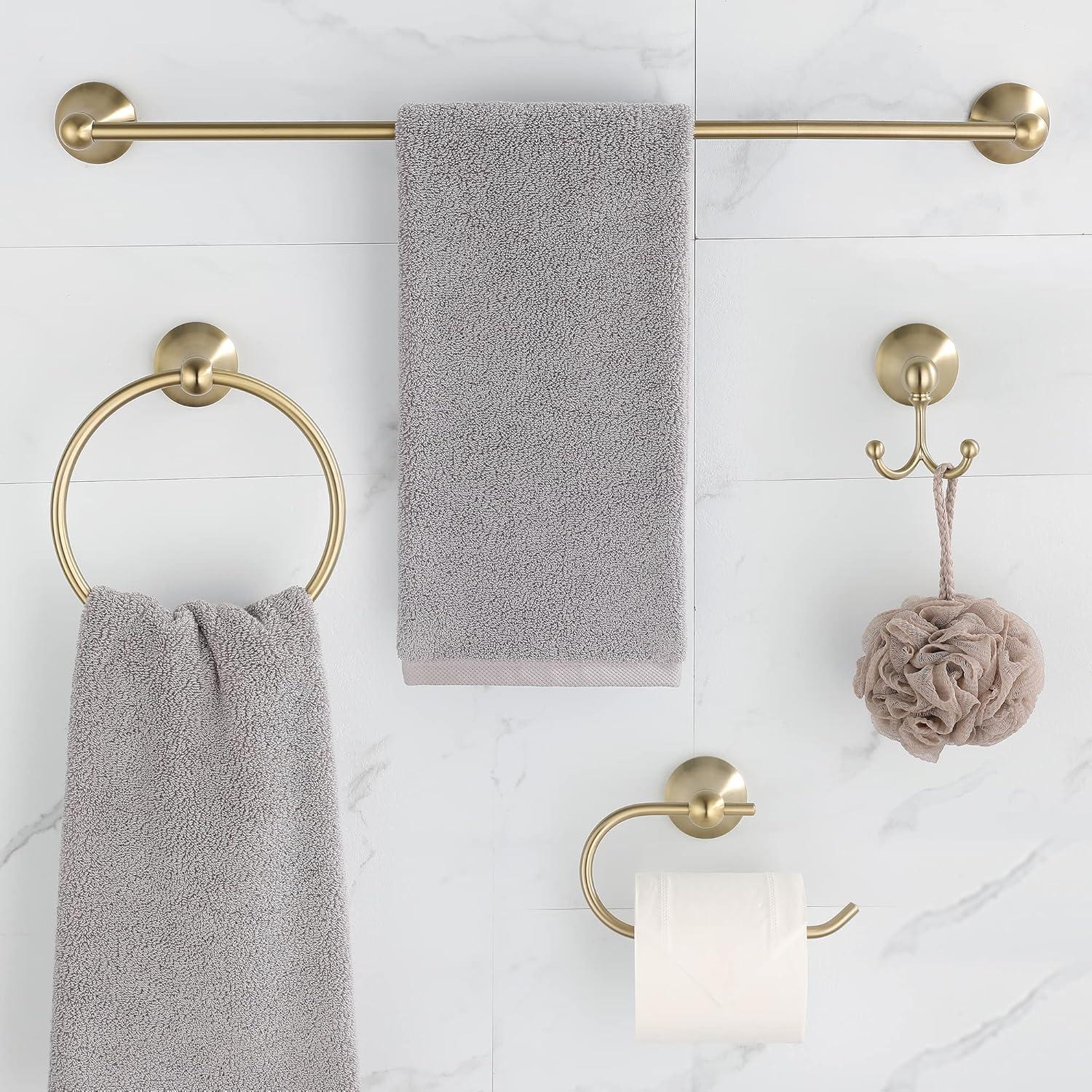 Light Gold Stainless Steel 4-Piece Bathroom Hardware Set