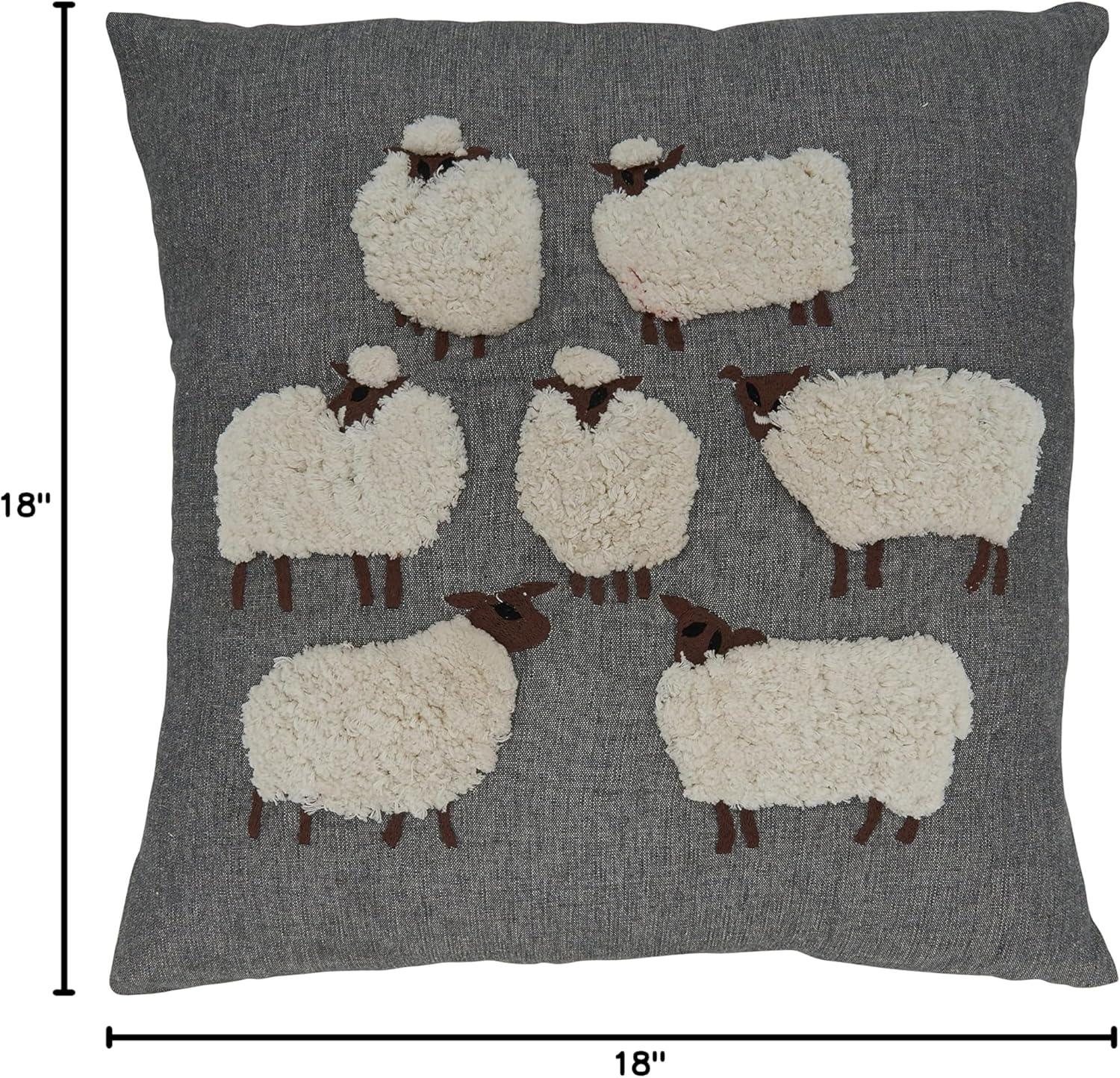 Saro Lifestyle Embroidered Sheep Throw Pillow With Down Filling