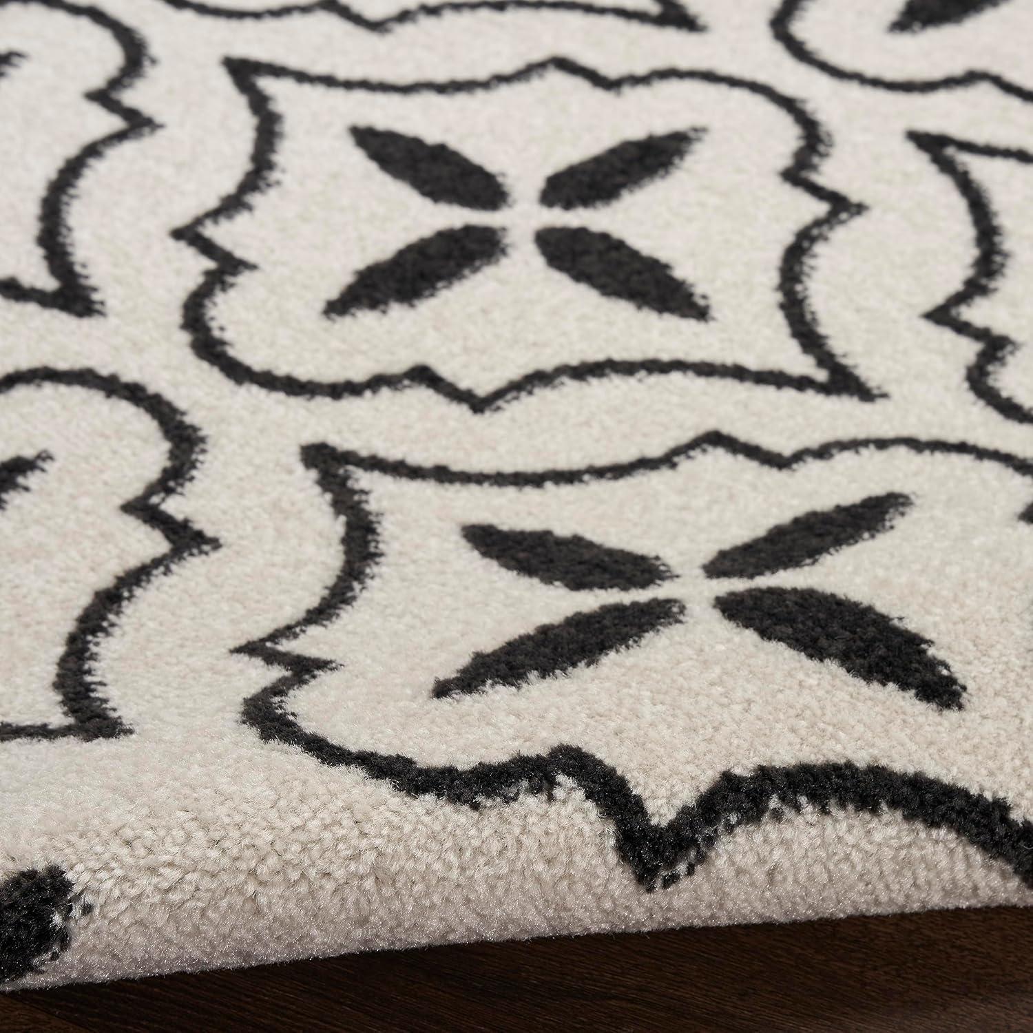 Nourison Essentials Moroccan Modern Indoor Outdoor Rug Ivory Black 8' x 10'