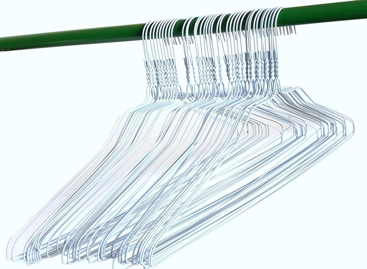 Homeneeds Metal 100 White Wire Hangers 18" Standard White Clothes Hangers (100, White)