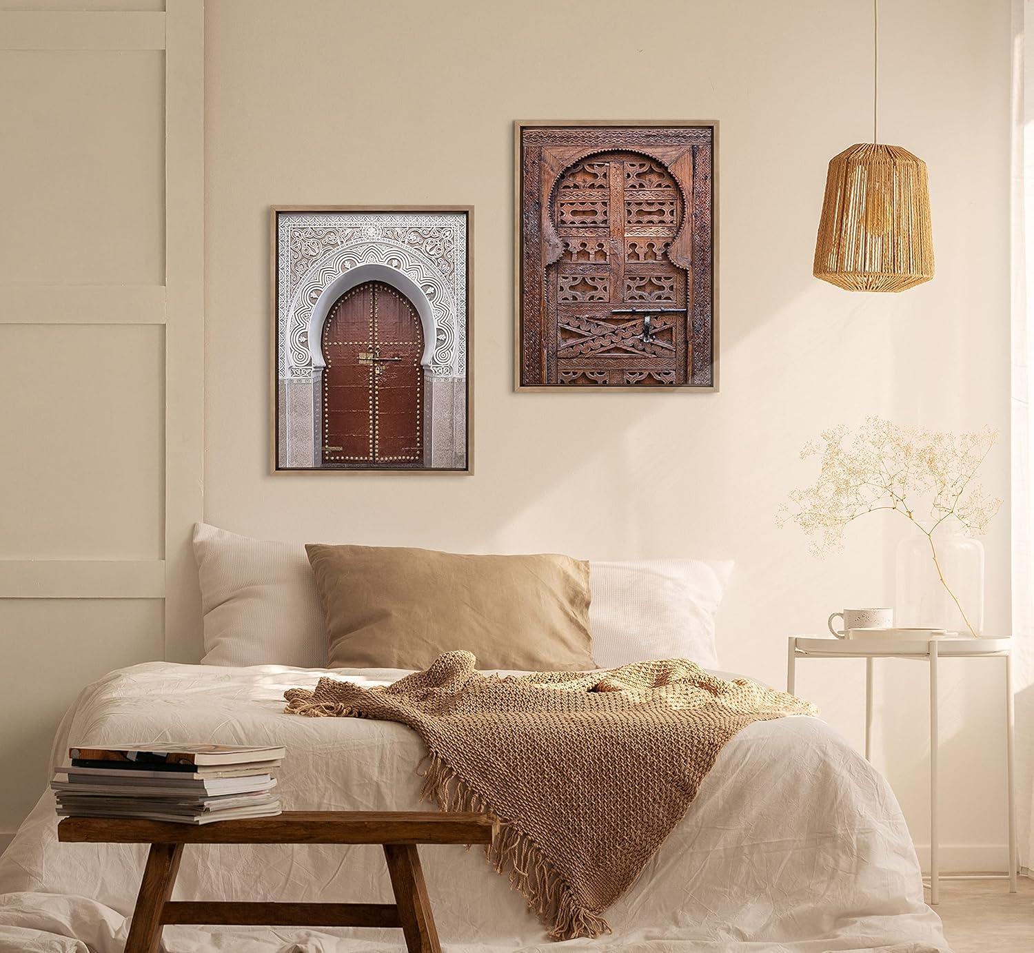 Gold Framed Morocco Marrakech Door Canvas Print, 18" x 24"