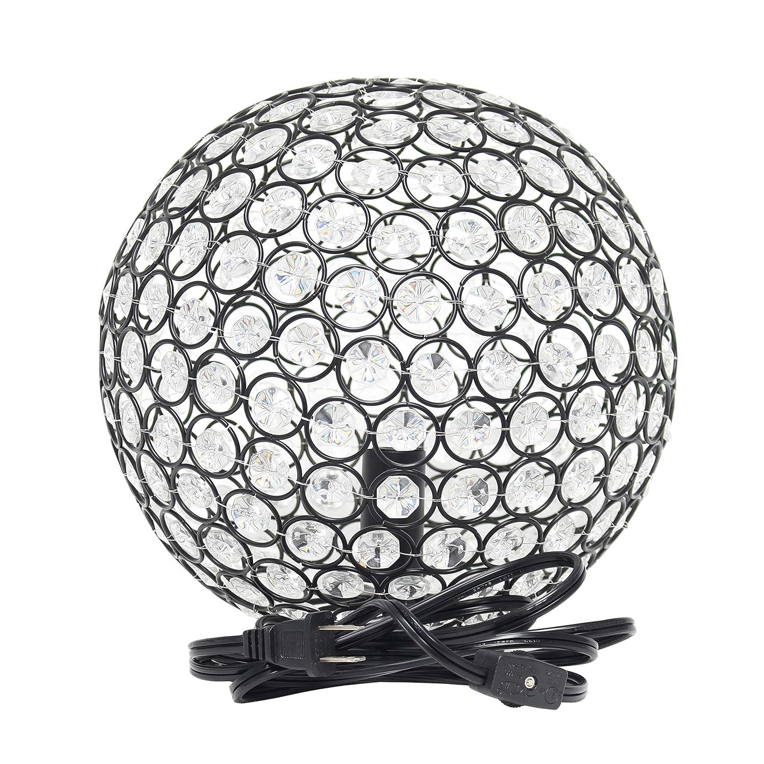 10" Elipse Crystal Ball Sequin Table Lamp Bronze - Elegant Designs: UL Listed, No Assembly Required, Metal & Crystal Shade