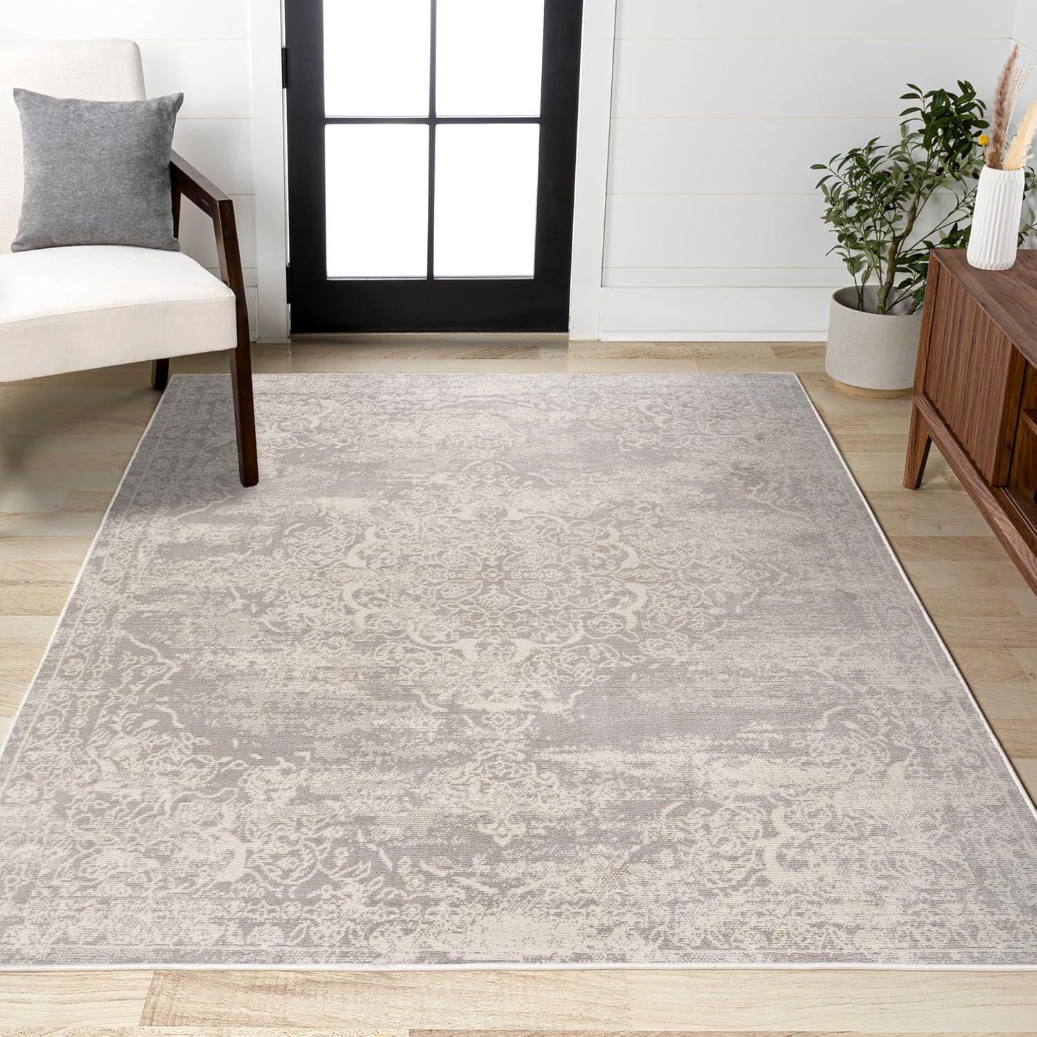 8'x10' Alhambra Ornate Medallion Modern Area Rug, Ivory - JONATHAN Y
