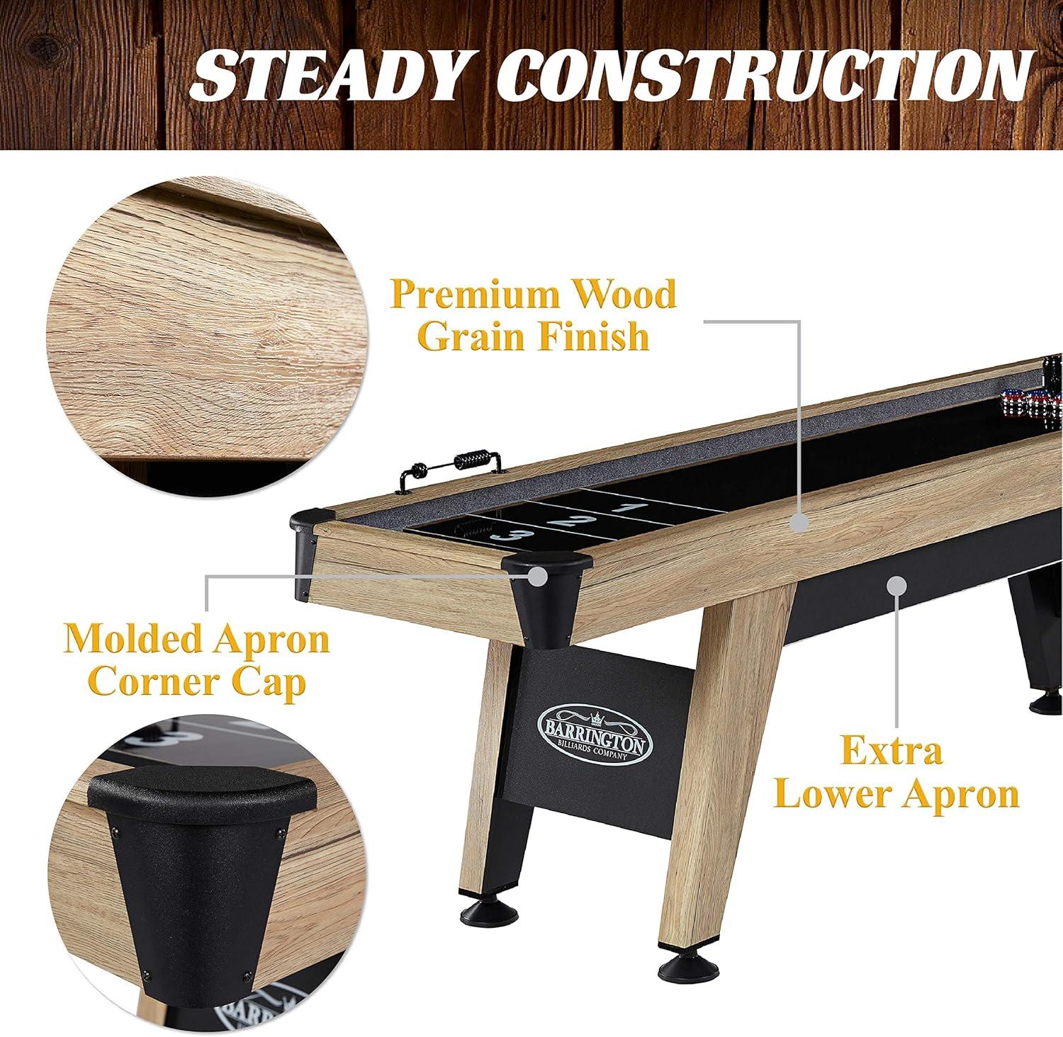 Barrington Billiards Company Barrington Billiards 12' Coventry Shuffleboard Table With Scratch-Resistant Playfield and 8 Puck Set