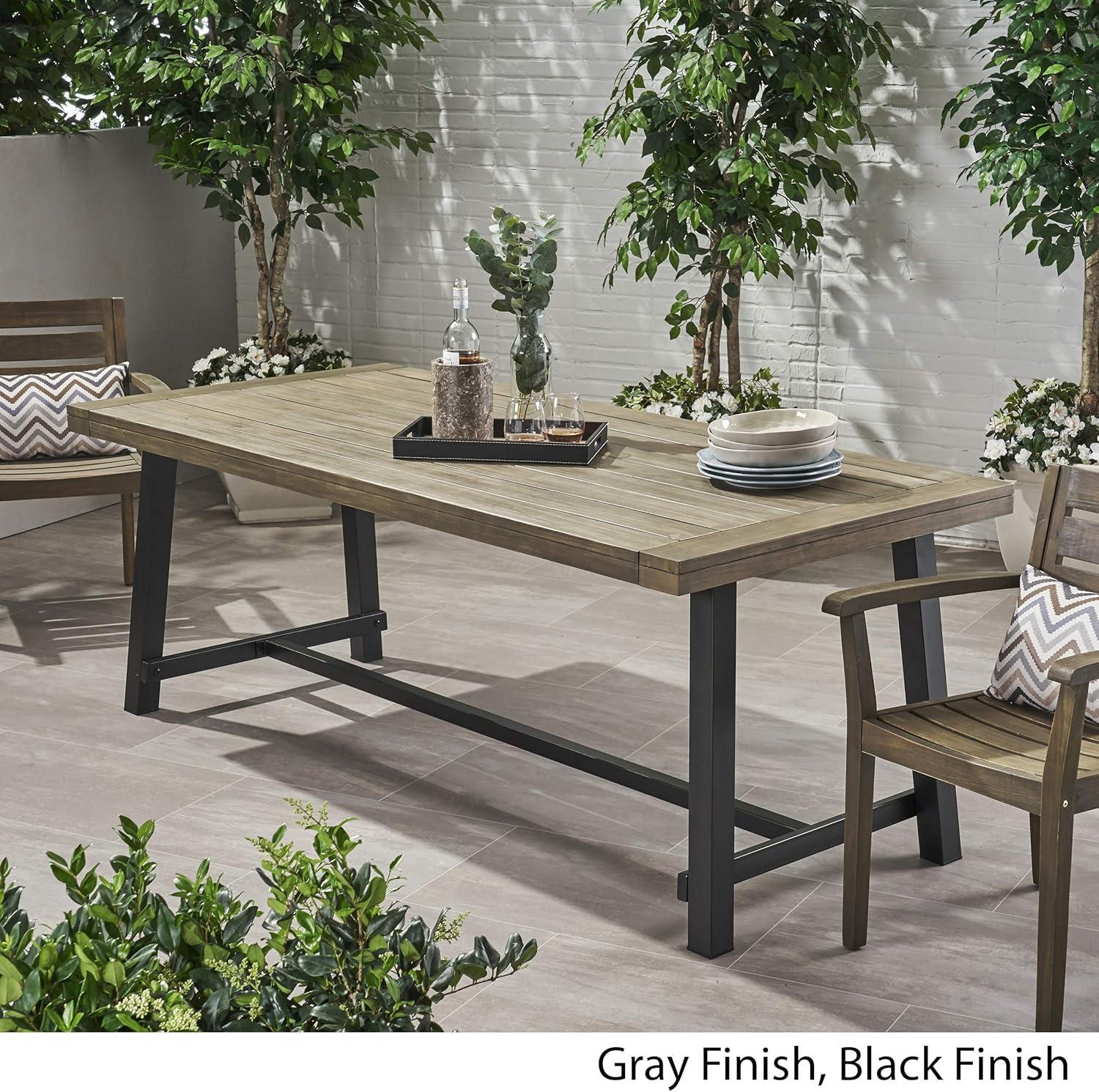 Carlisle Rectangle Acacia and Iron Patio Dining Table - Christopher Knight Home