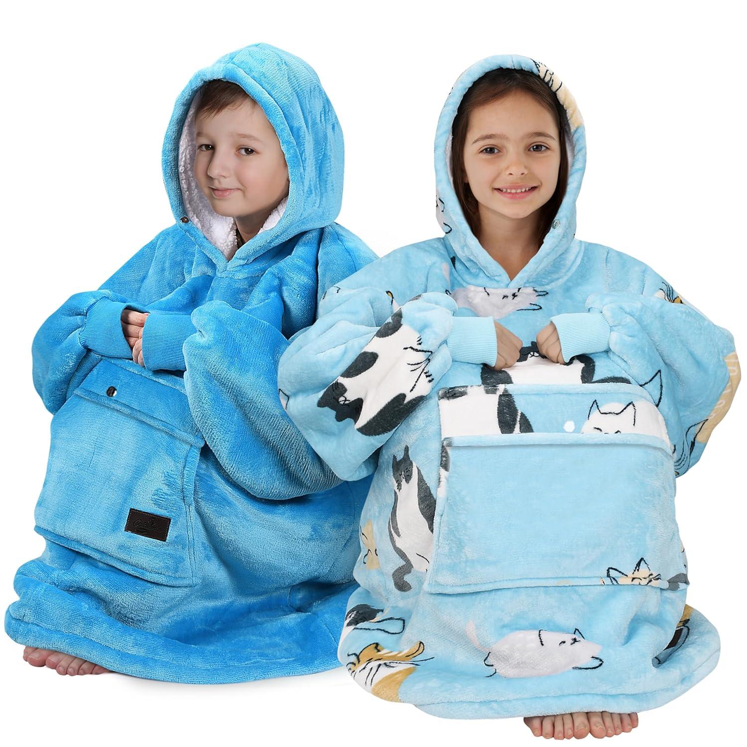 Catalonia Catalonia Blanket Hoodie for Kids, Oversized Wearable Fleece Sweatshirt Pullover for Teens Youth