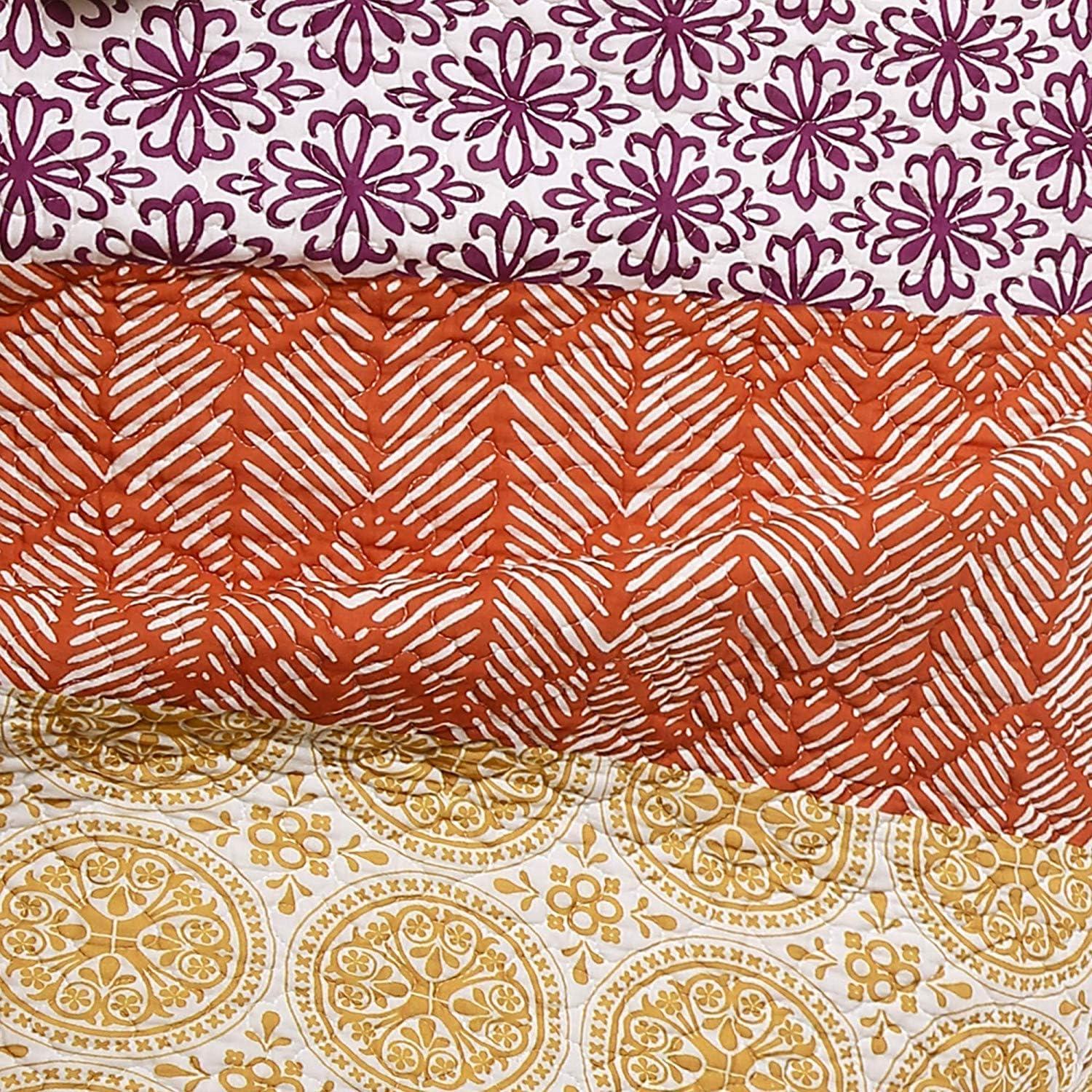 Lush Decor Bohemian 100% Cotton Reversible 3-Piece Quilt Set