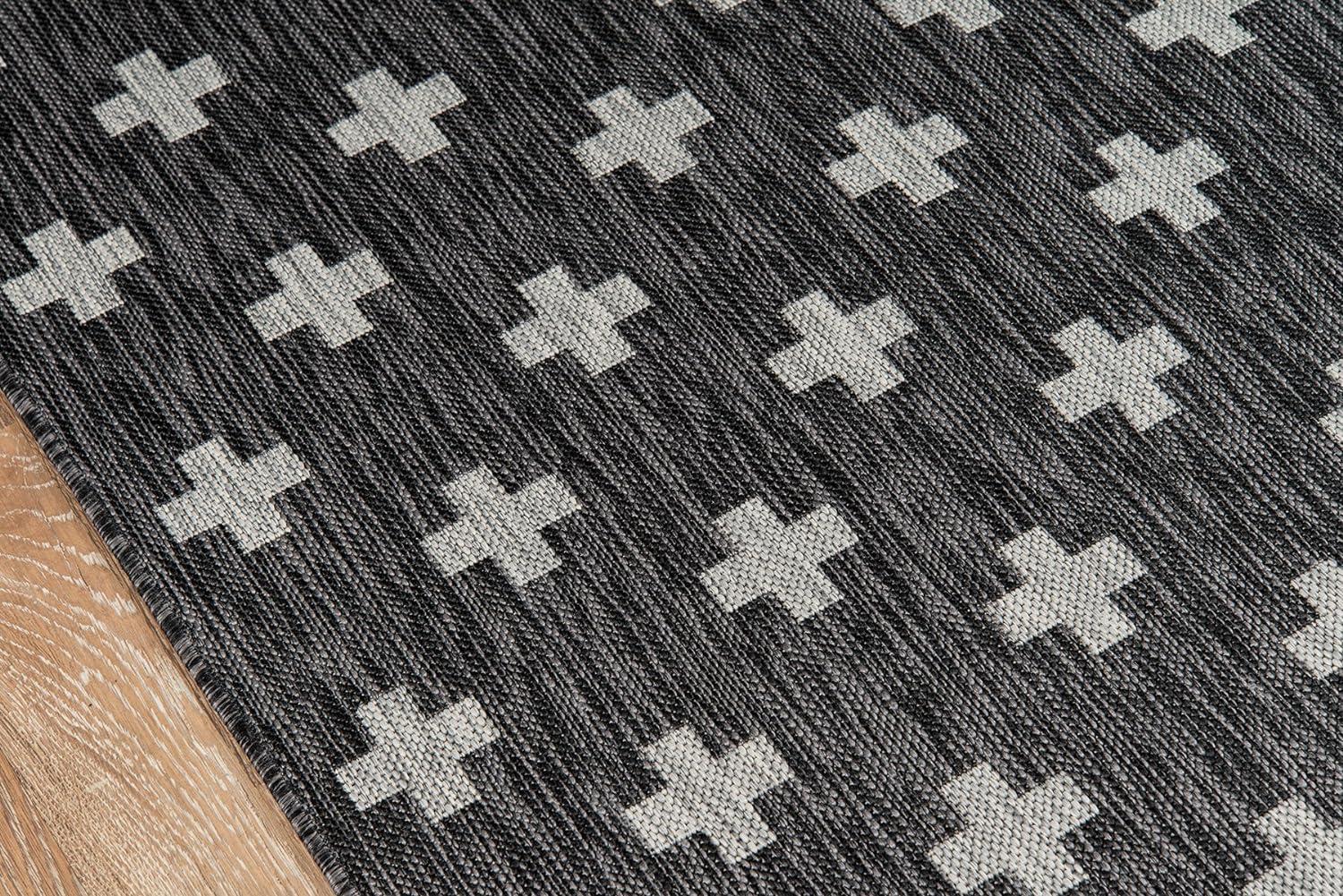 Charcoal Synthetic Geometric Braided 9'3" x 12'6" Rectangular Rug