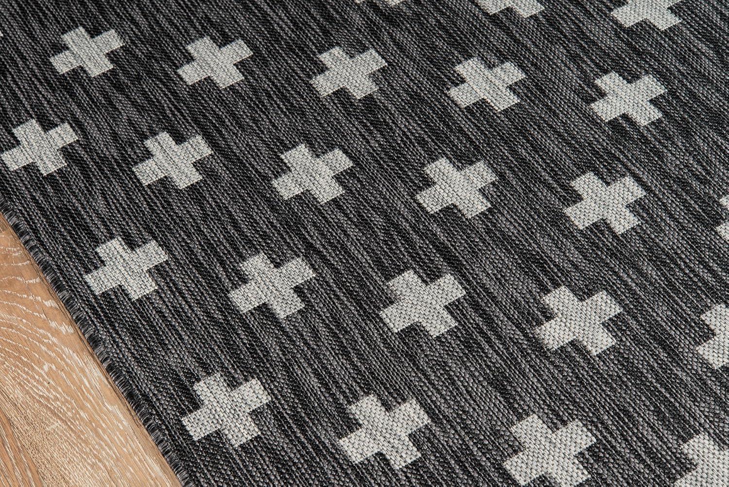 Umbria Striped Charcoal Indoor / Outdoor Area Rug