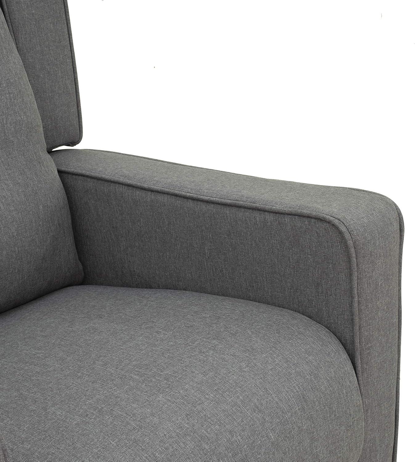 Modern Chic Gray Linen Swivel Recliner with Button Tufted Back