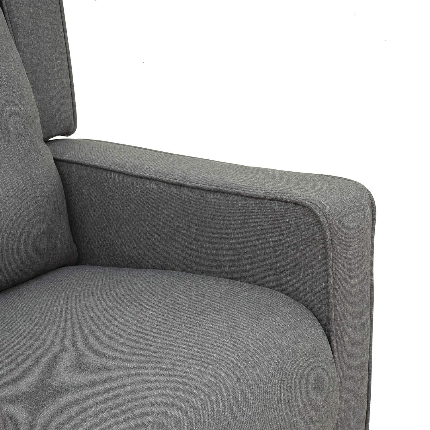 HOMCOM Wingback Recliner Chair Manual Rocking Sofa 360° Swivel Glider with Button Tufted, Padded Seat, Home Theater Seating for Living Room, Gray