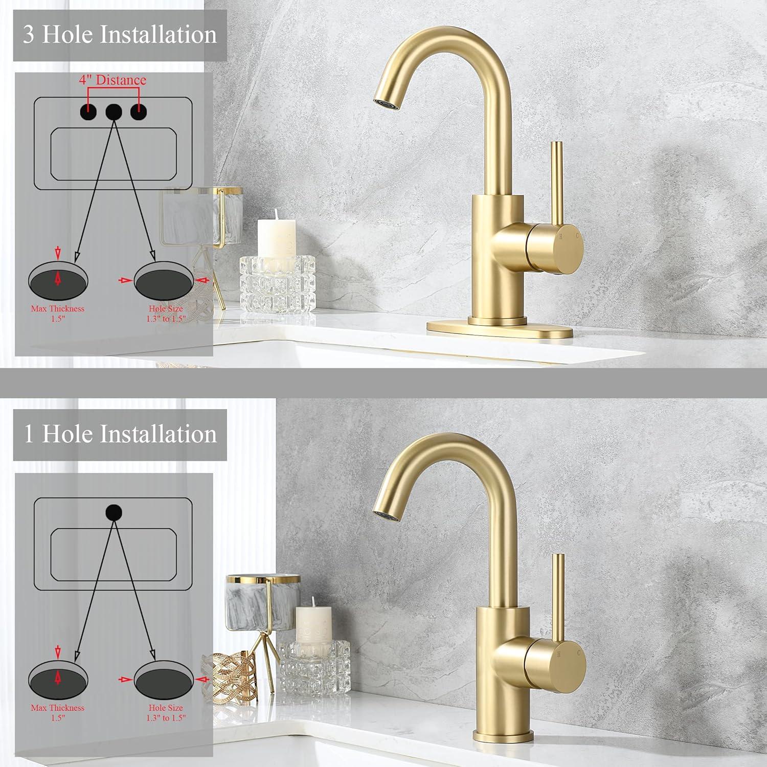 Single Handle Stainless Steel Bar Faucet With Supply Lines And Deckplate