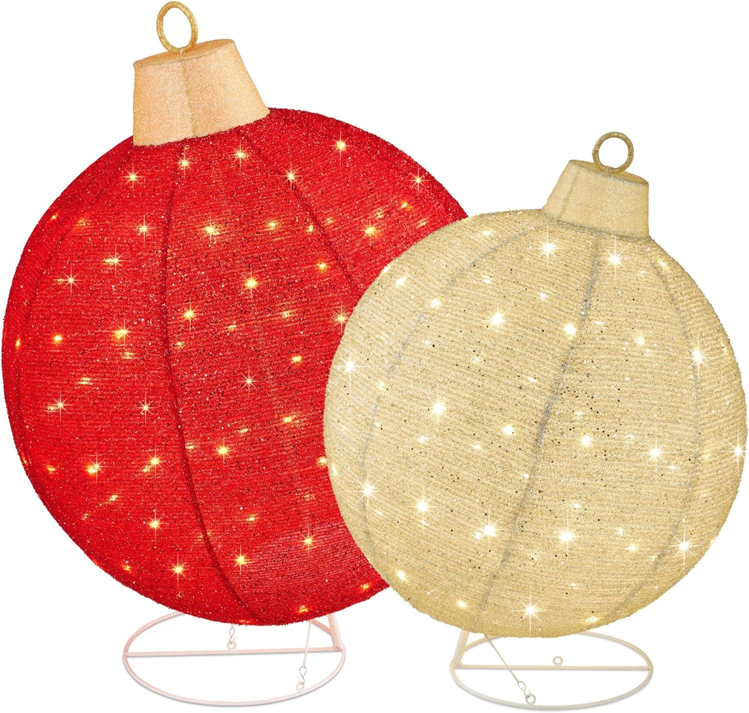 Best Choice Products 2pc Lighted Pop-Up Christmas Ornaments Outdoor Holiday Decoration w/ 180 LED Lights