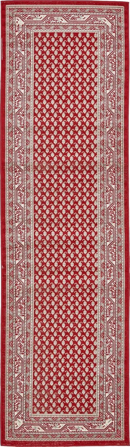 Vibrant Red Indoor Runner Rug with Easy-Care Synthetic Weave