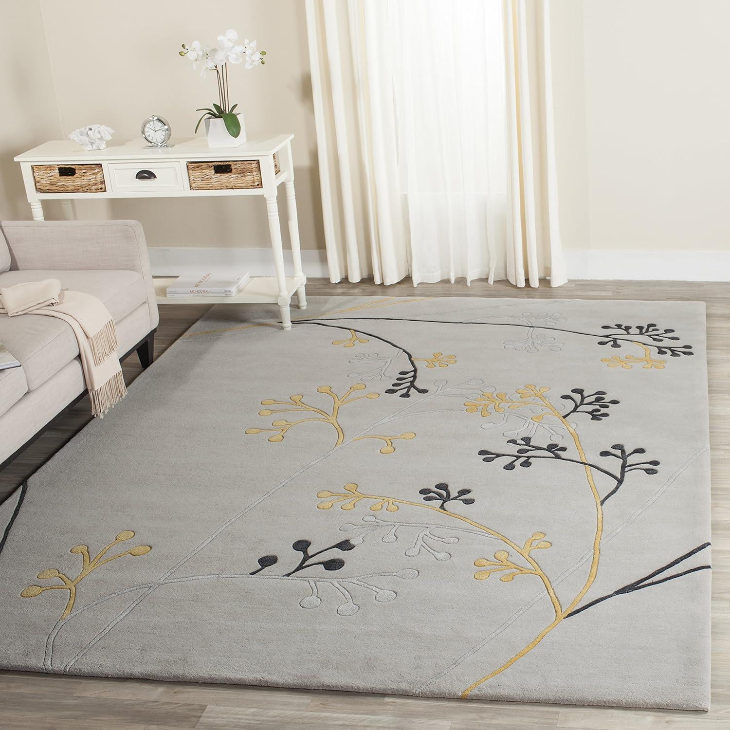 Gray Handmade Wool Tufted Floral Area Rug