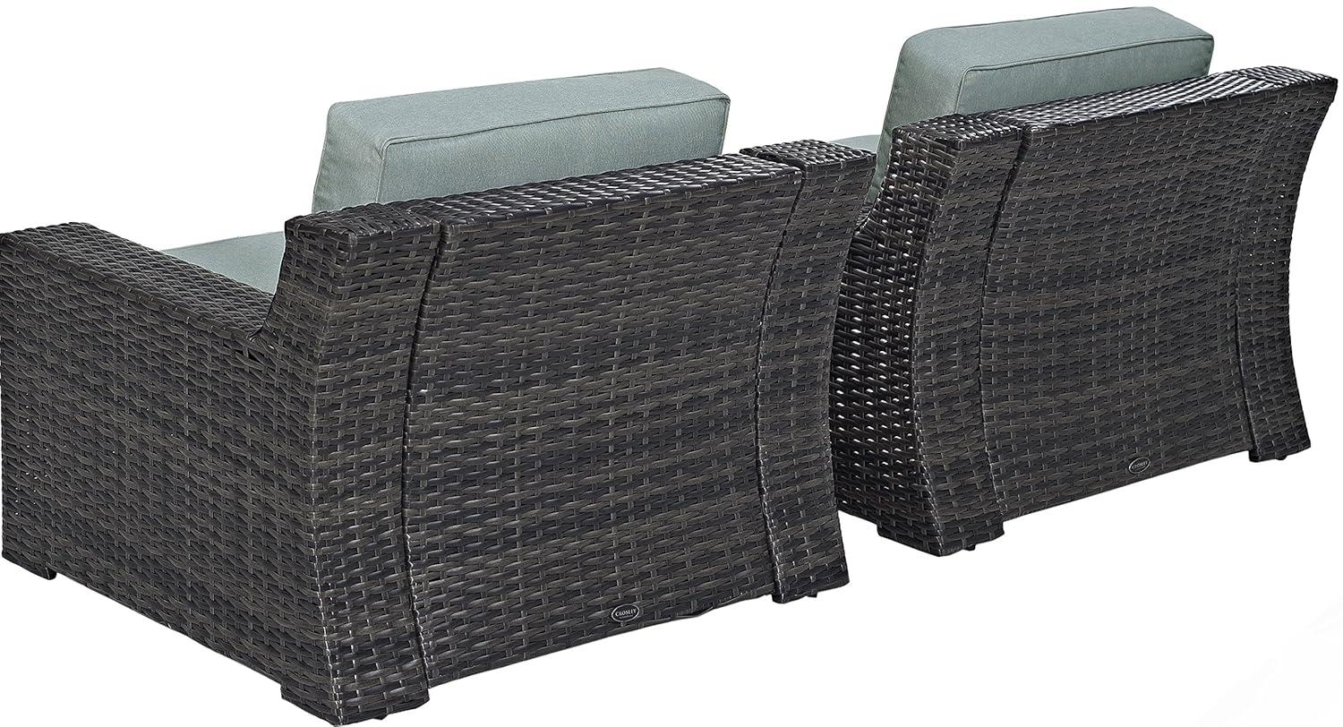 Beaufort 6pc Outdoor Wicker Conversation Set - Mist - Crosley: Steel Frame, Weather-Resistant, UV-Resistant, with Polyester Foam Cushions