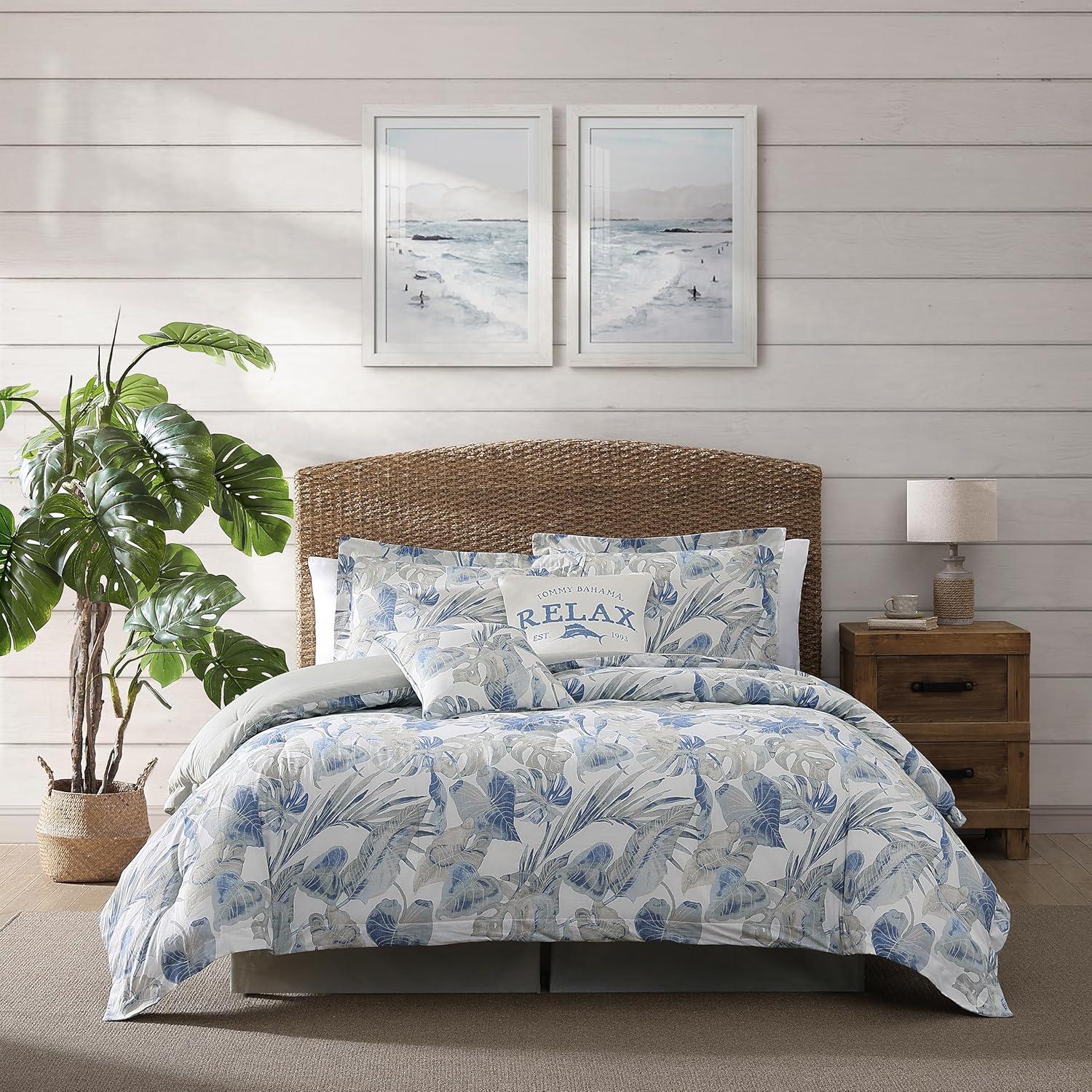Tommy Bahama Home Tommy Bahama Raw Coast Blue Cotton 5 Piece Comforter Bonus Set