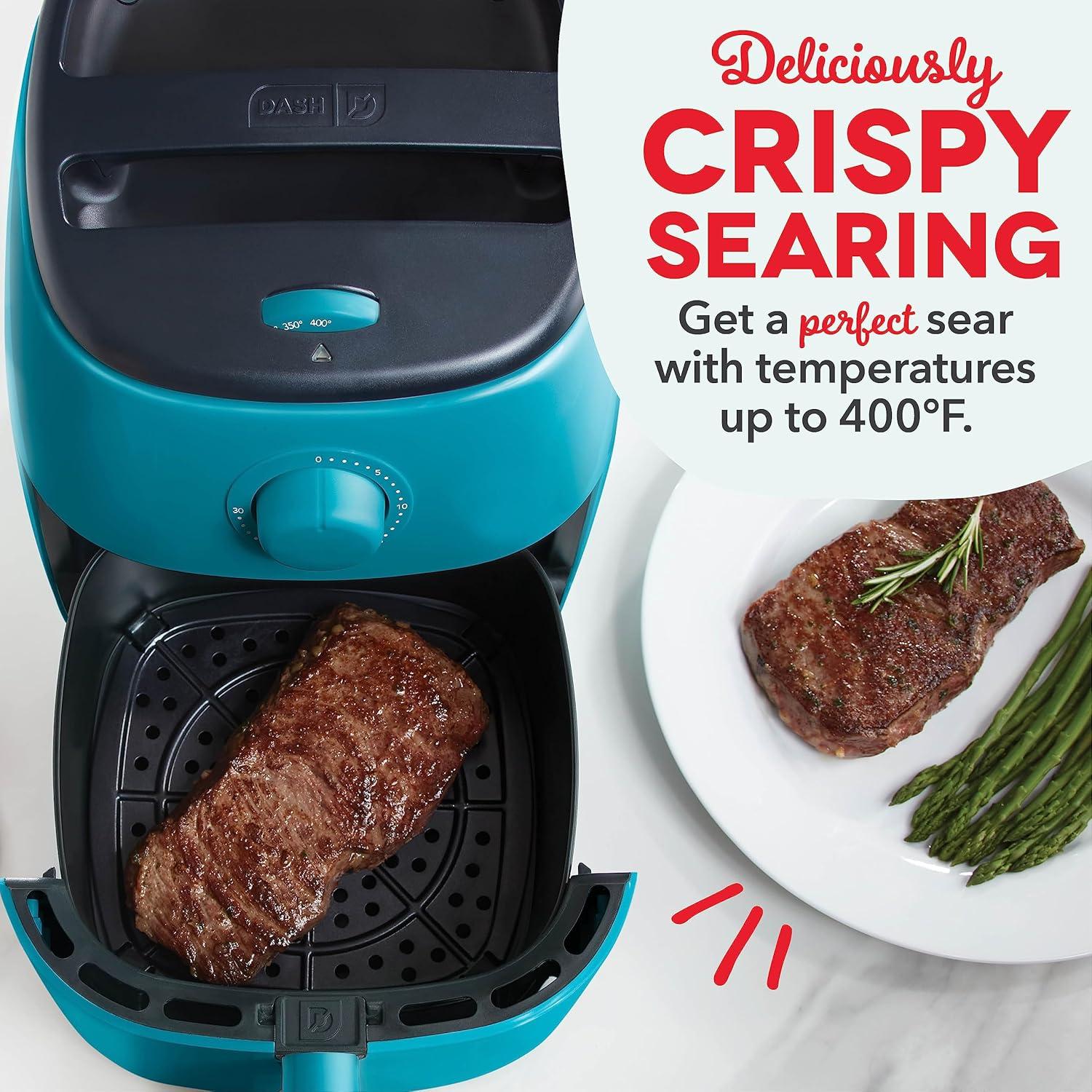 Dash Tasti Crisp 2.6 qt Air Fryer, Teal - Auto Shut off, Non-Stick Fry Basket