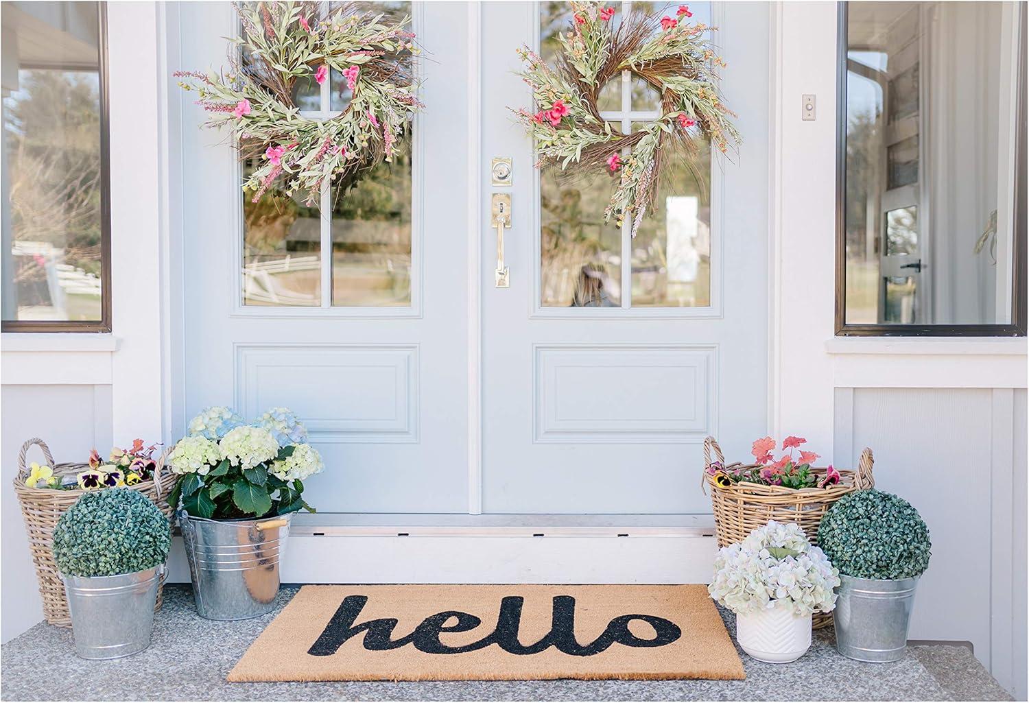 Calloway Mills Hello Outdoor Doormat Natural/Black Script 24" x 36"