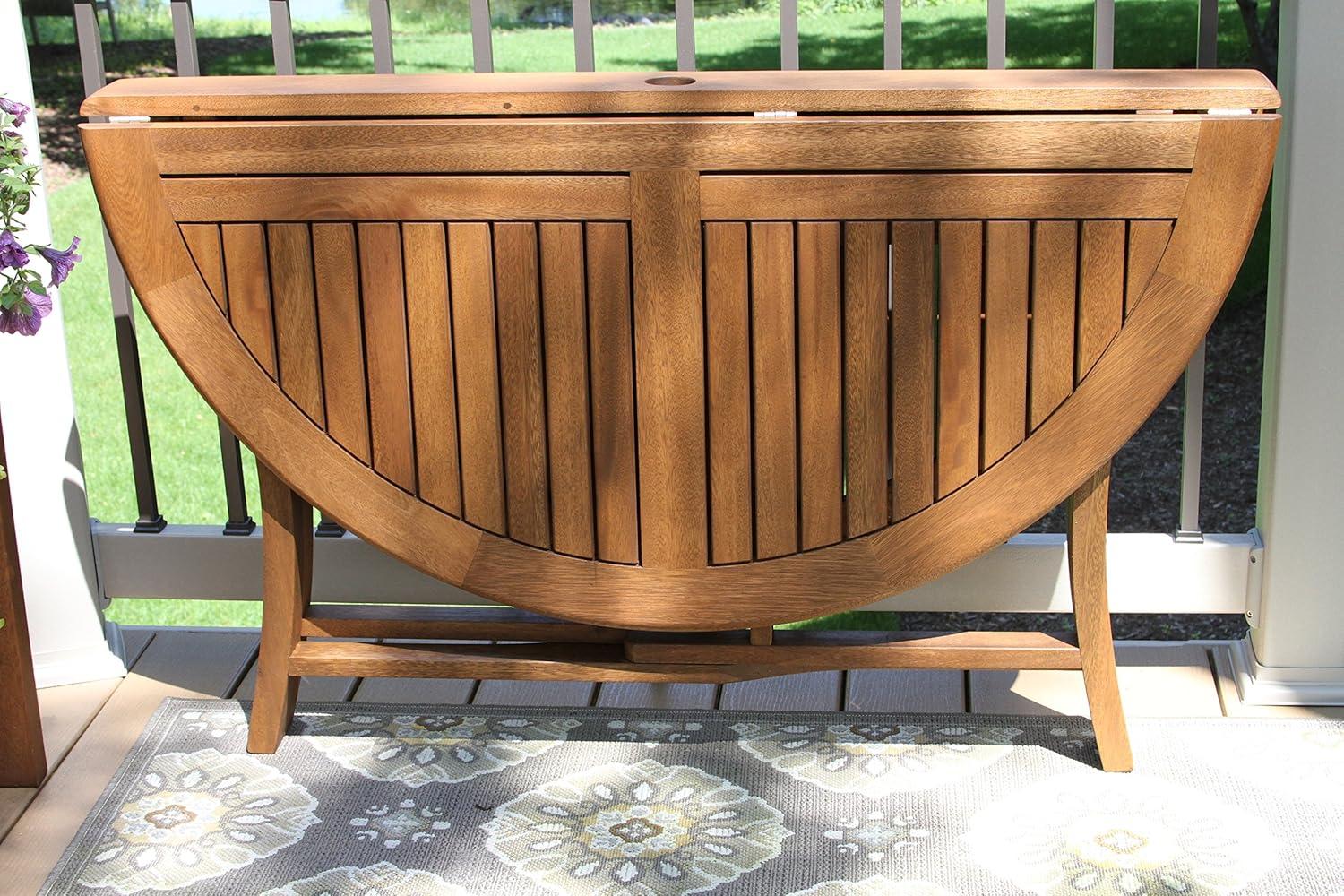 Havenside Home Eilaf 48" Round Eucalyptus Folding Table