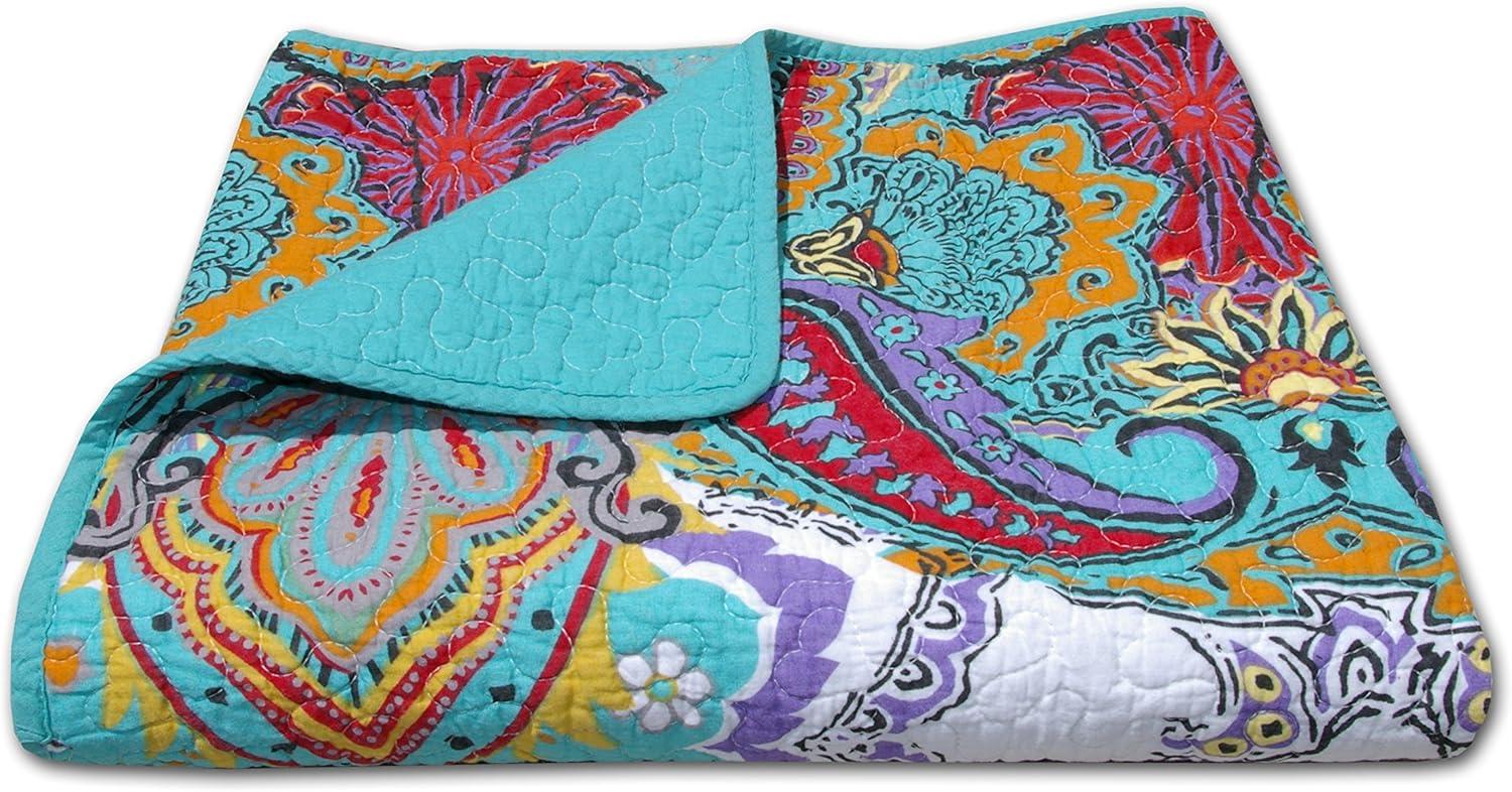 Greenland Home Fashions Nirvana Paisley 100% Cotton Quilted Throw