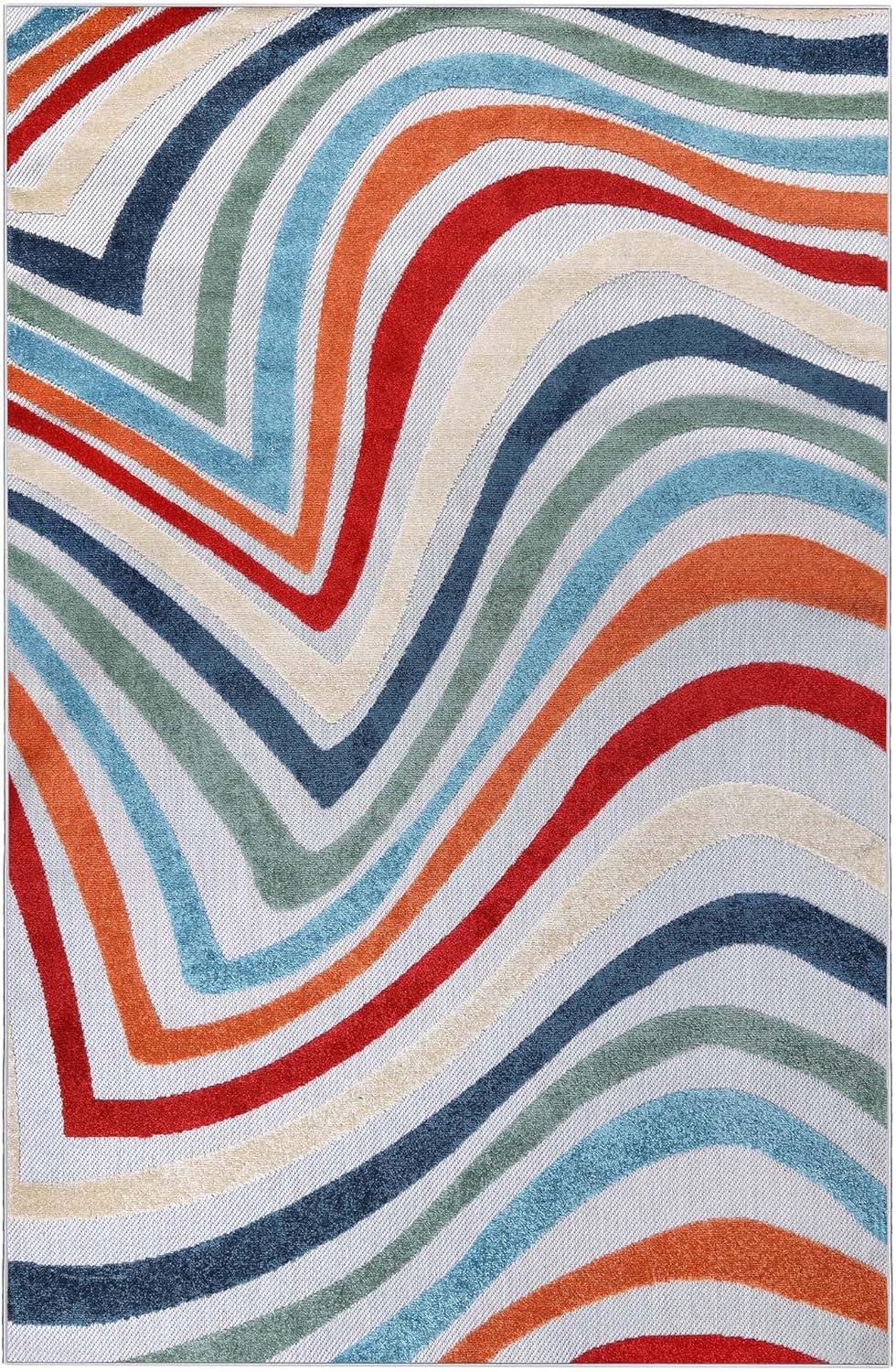 Superior Wave Coastal Striped Indoor Outdoor Area Rug, 4' x 6', Multicolor