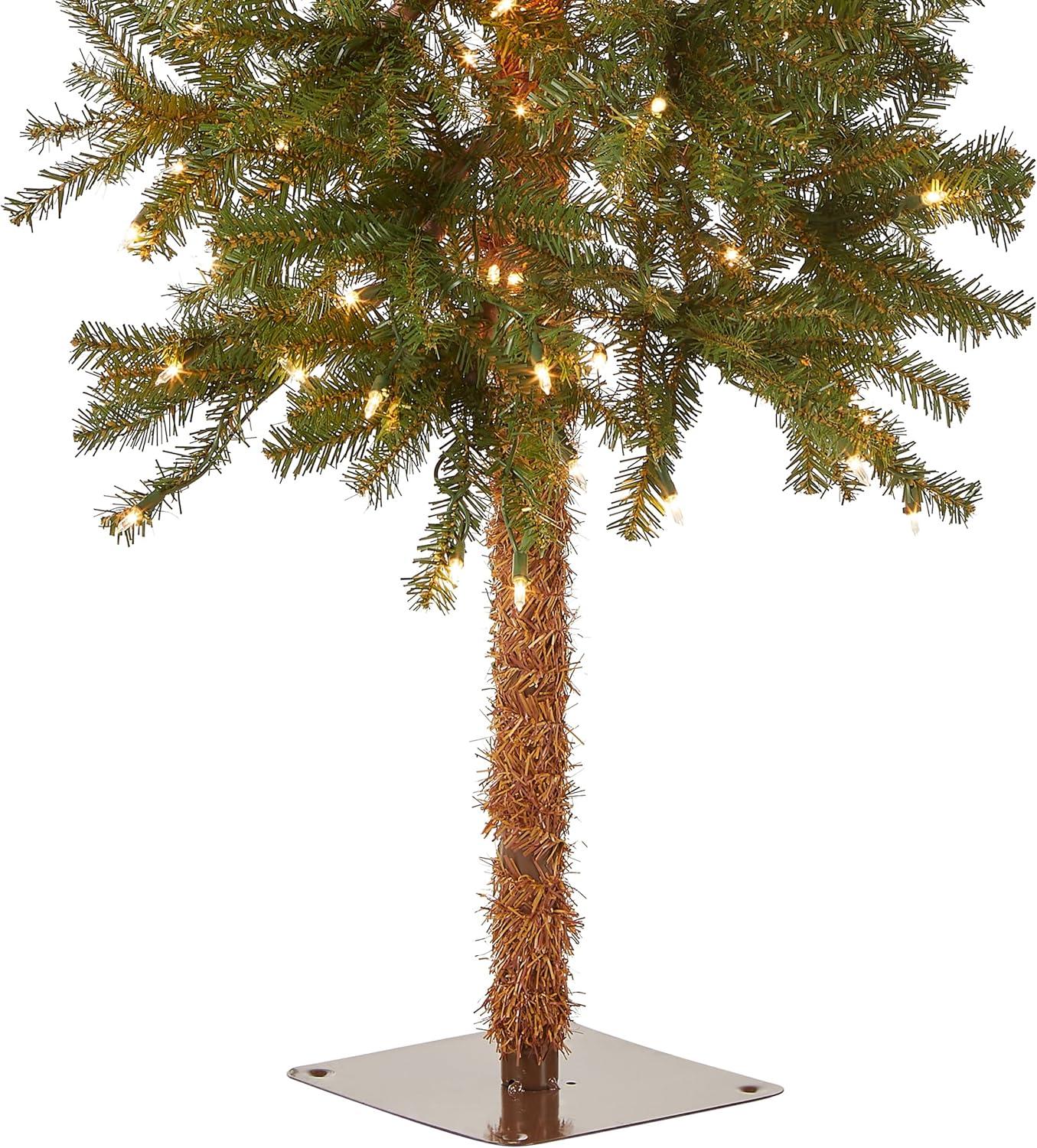 National Tree Company Pre-Lit Artificial Christmas Tree, Hickory Cedar, Green, Clear Lights, Includes Stand, 5 Feet