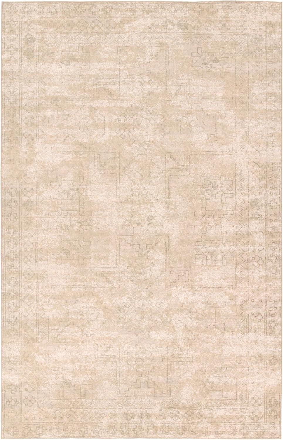 Tan and Cream Jute Polyester 2x8 Runner Rug