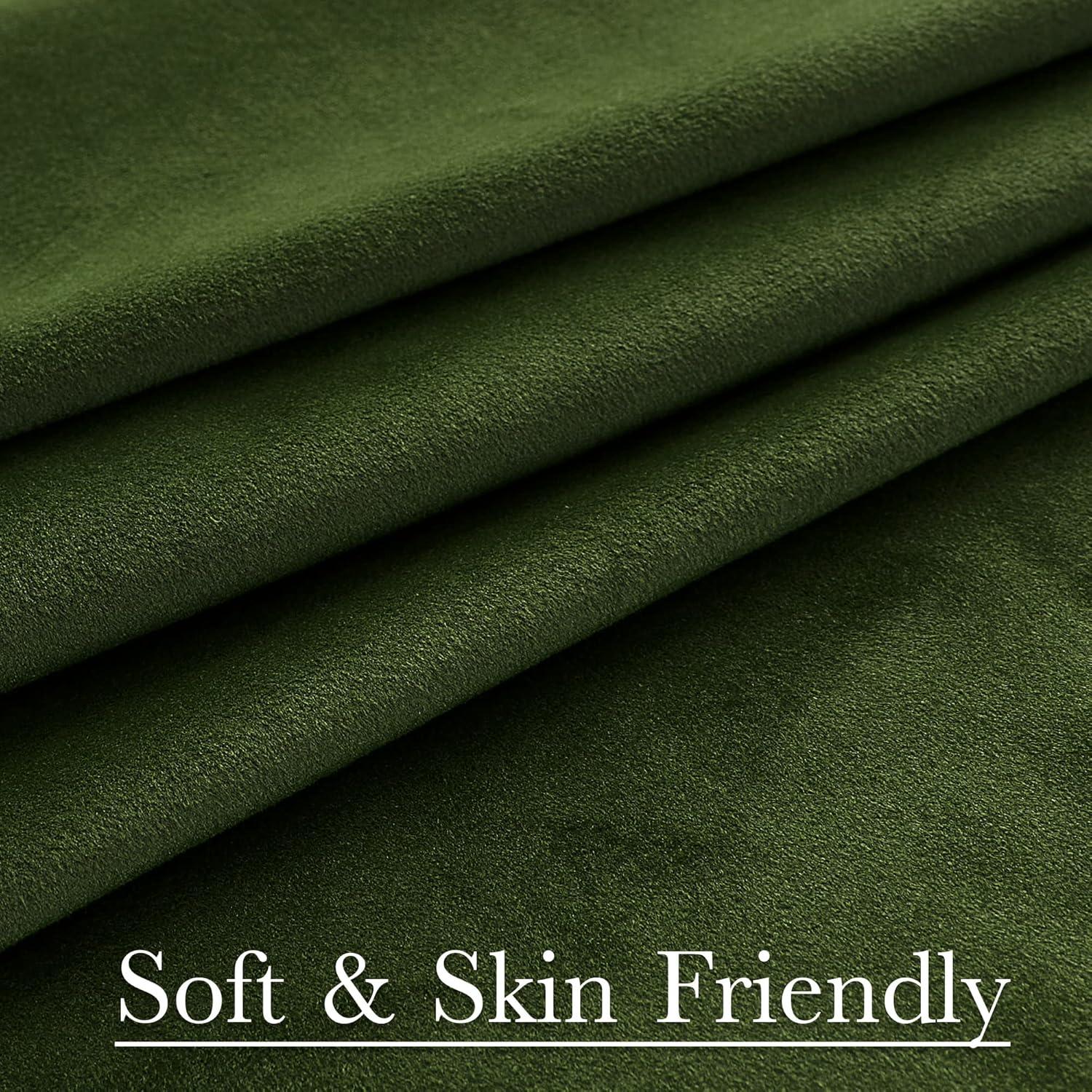 StangH Moss Green Curtains for Living Room, Super Soft Luxury Velvet Room Darkening Drapes 102 inches Long Christmas Holiday Home Decor for Bedroom/Laundry, W52 x L102, 2 Panels
